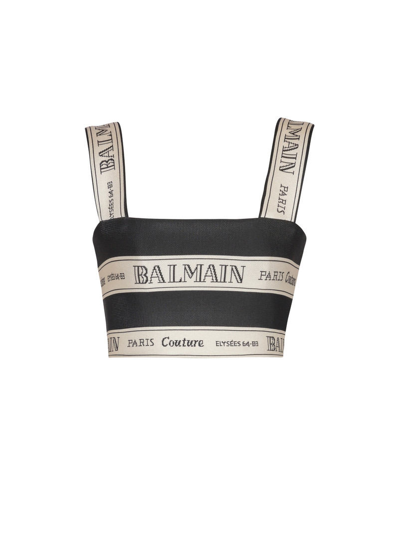 Balmain 리본 자카드 작물 탑 - 1