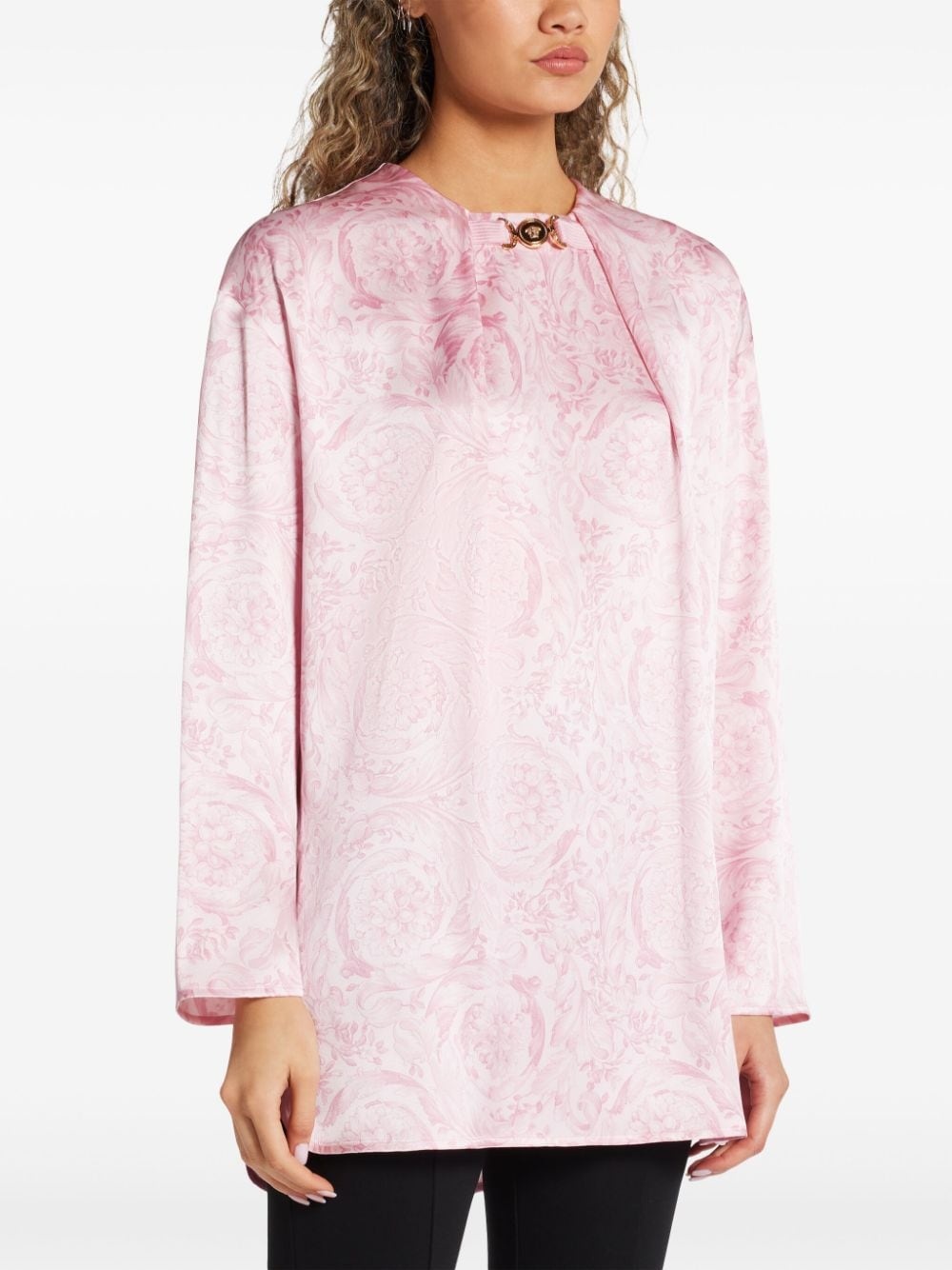 Barocco-print silk blouse - 3