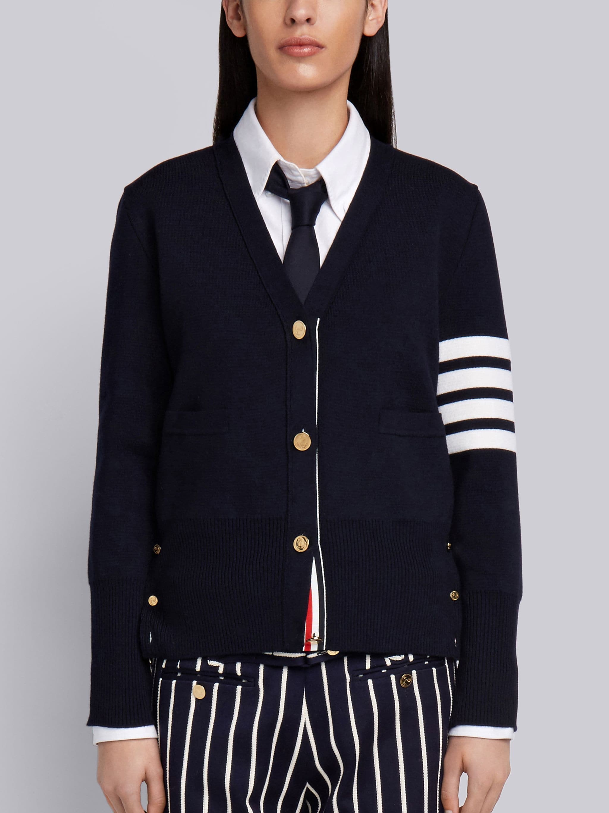 【関税込み】thom browne 4-Bar' Wool cardigan Thom Browne Navy Milano Stitch Fine Merino Wool 4-bar