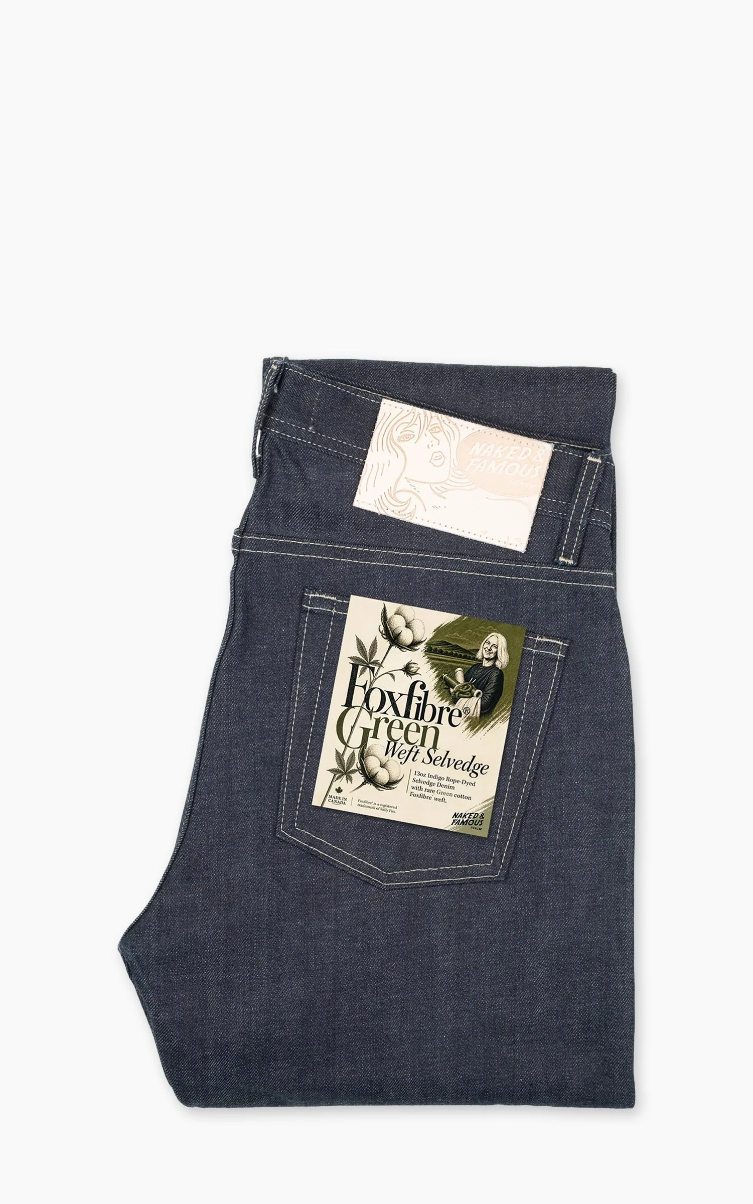 NAKED & FAMOUS DENIM WEIRD GUY FOX FIBRE GREEN WEFT - 1