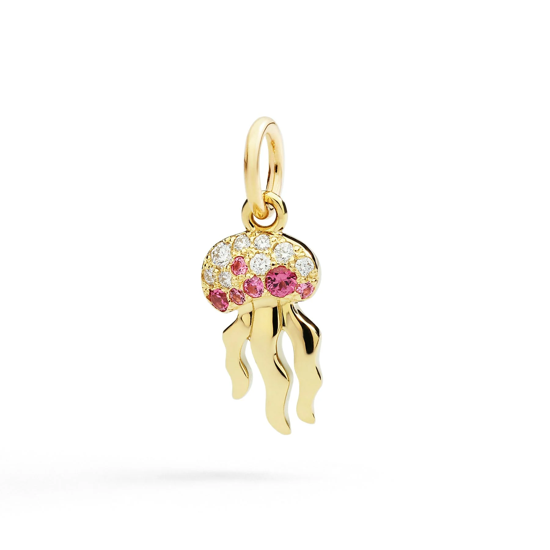 YELLOW GOLD JELLYFISH CHARM, SPINELS & DIAMONDS - 1