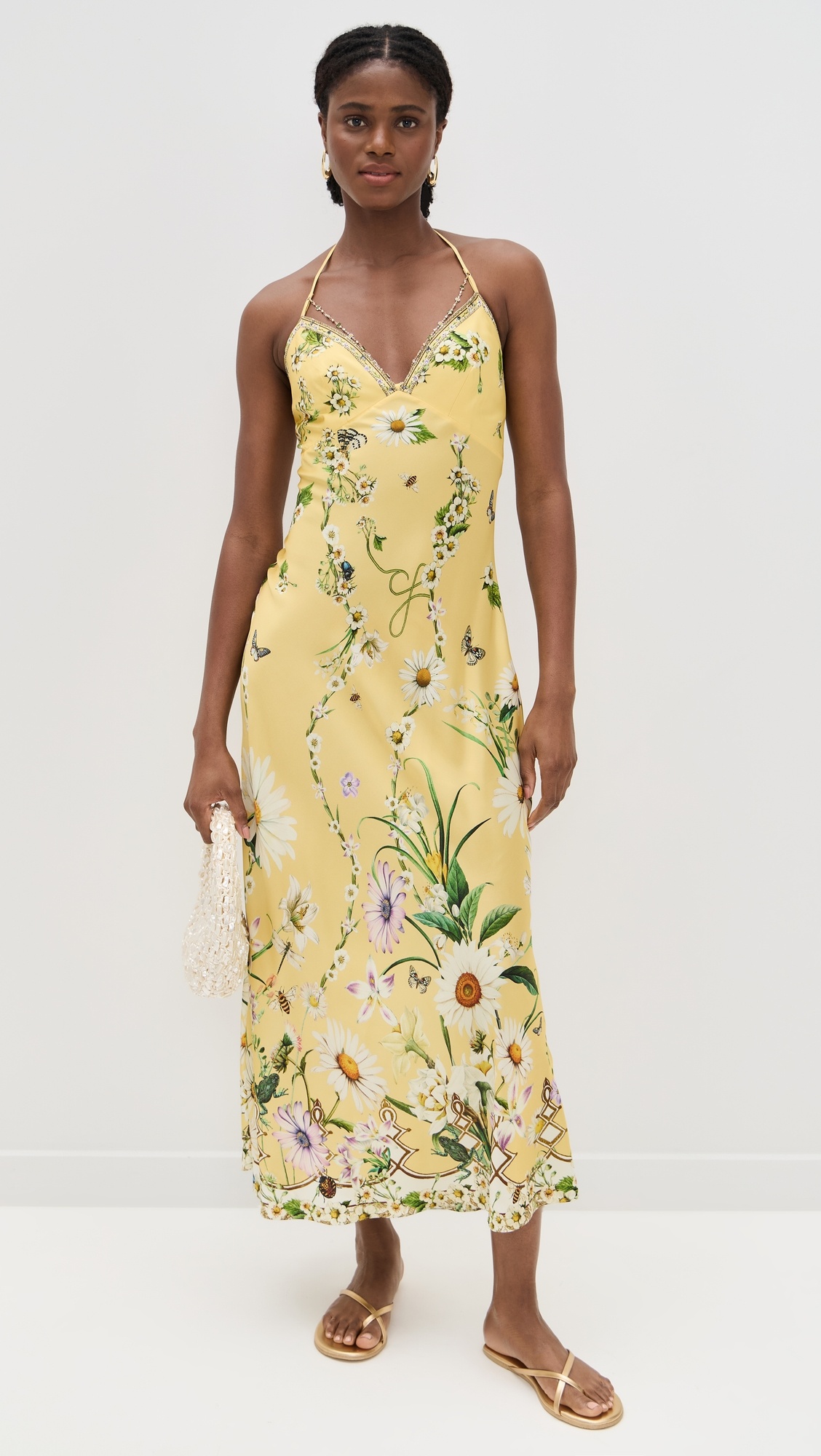Chain Detail Silk Slip Dress - 4