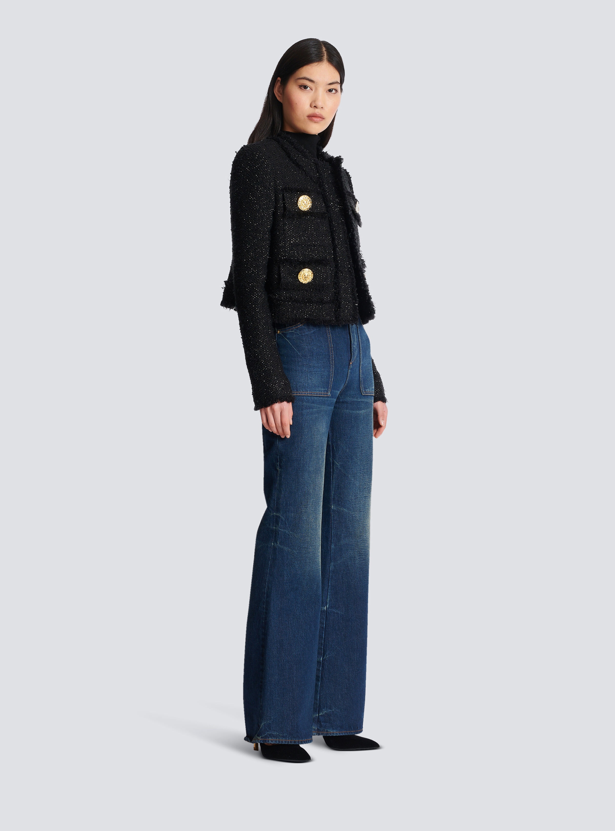 Cropped lurex tweed jacket - 3