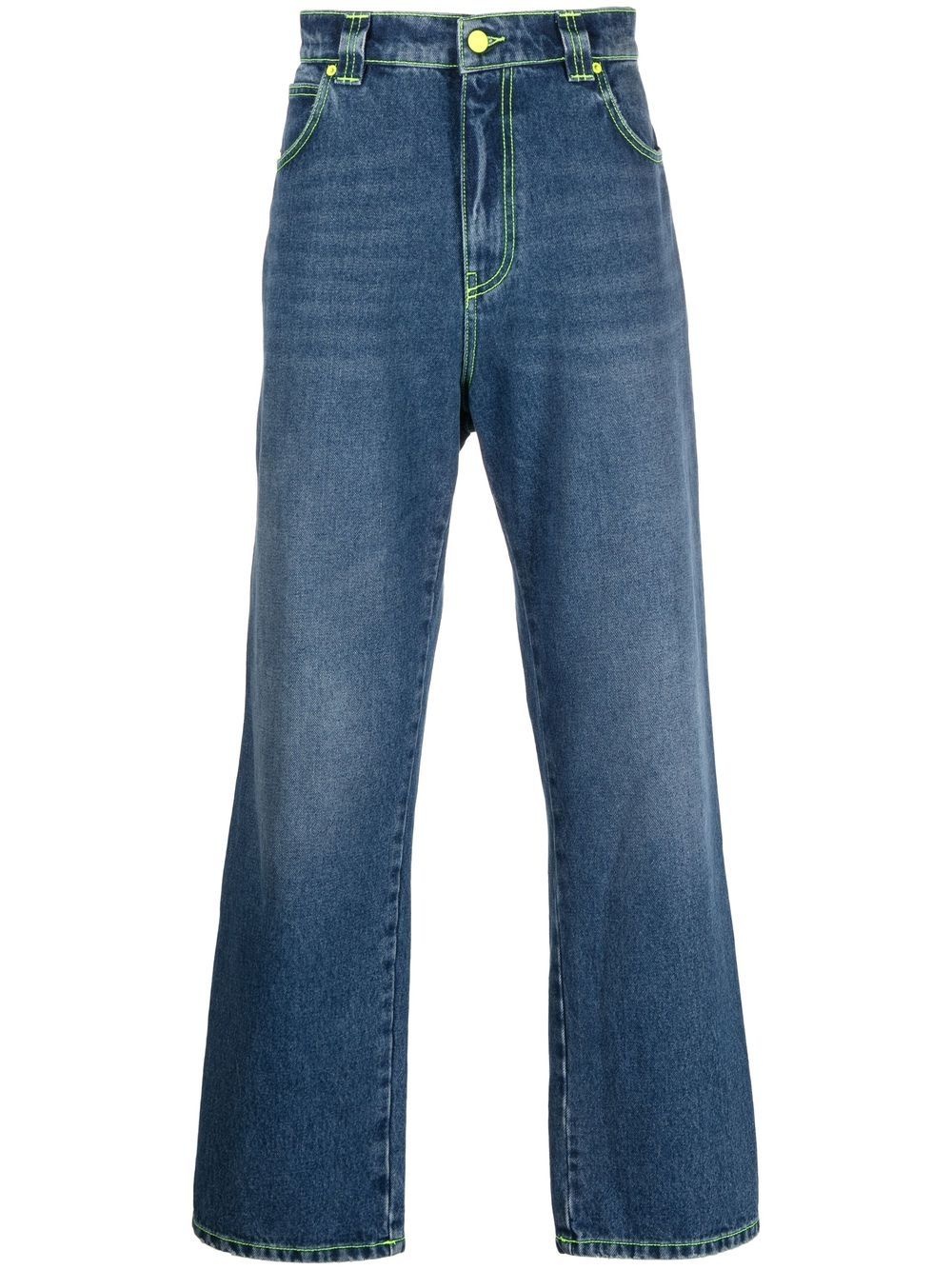 contrast-stitch straight leg jeans - 1