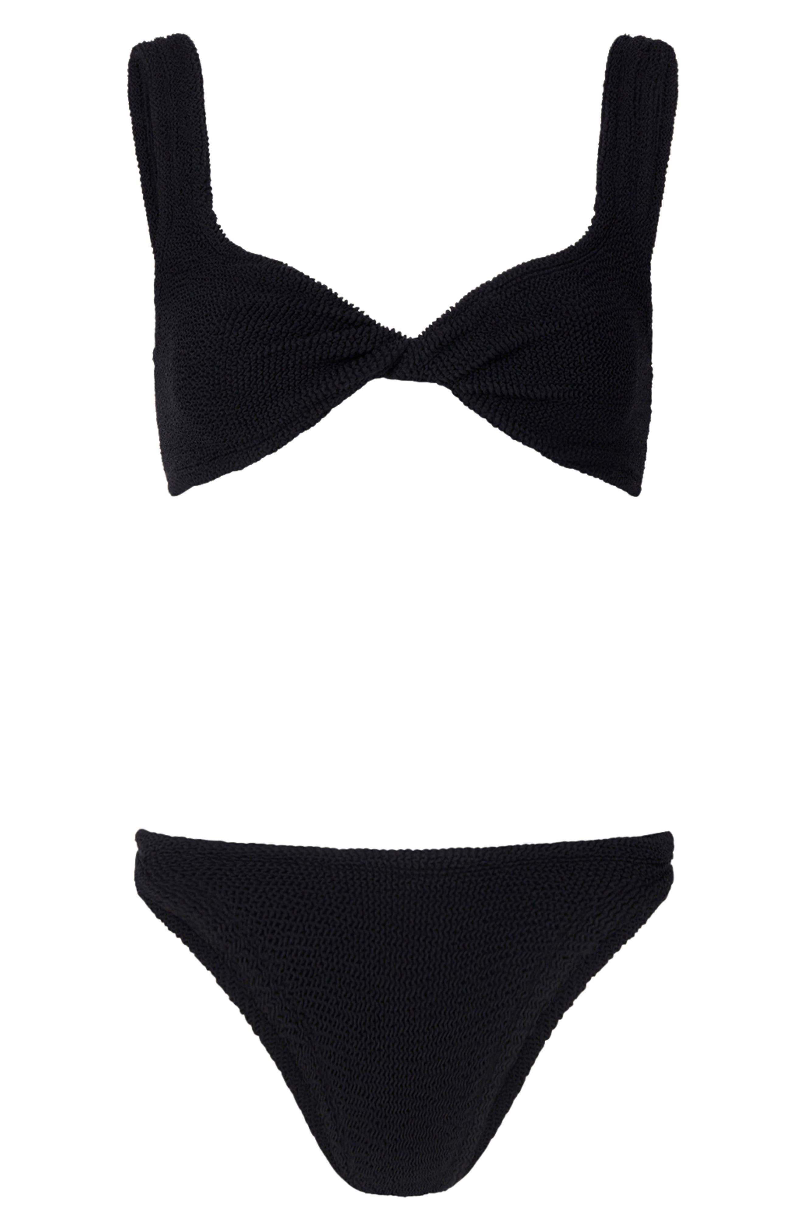 Hunza G Juno Crinkle Twist Two-Piece Swimsuit in Black at Nordstrom - 5