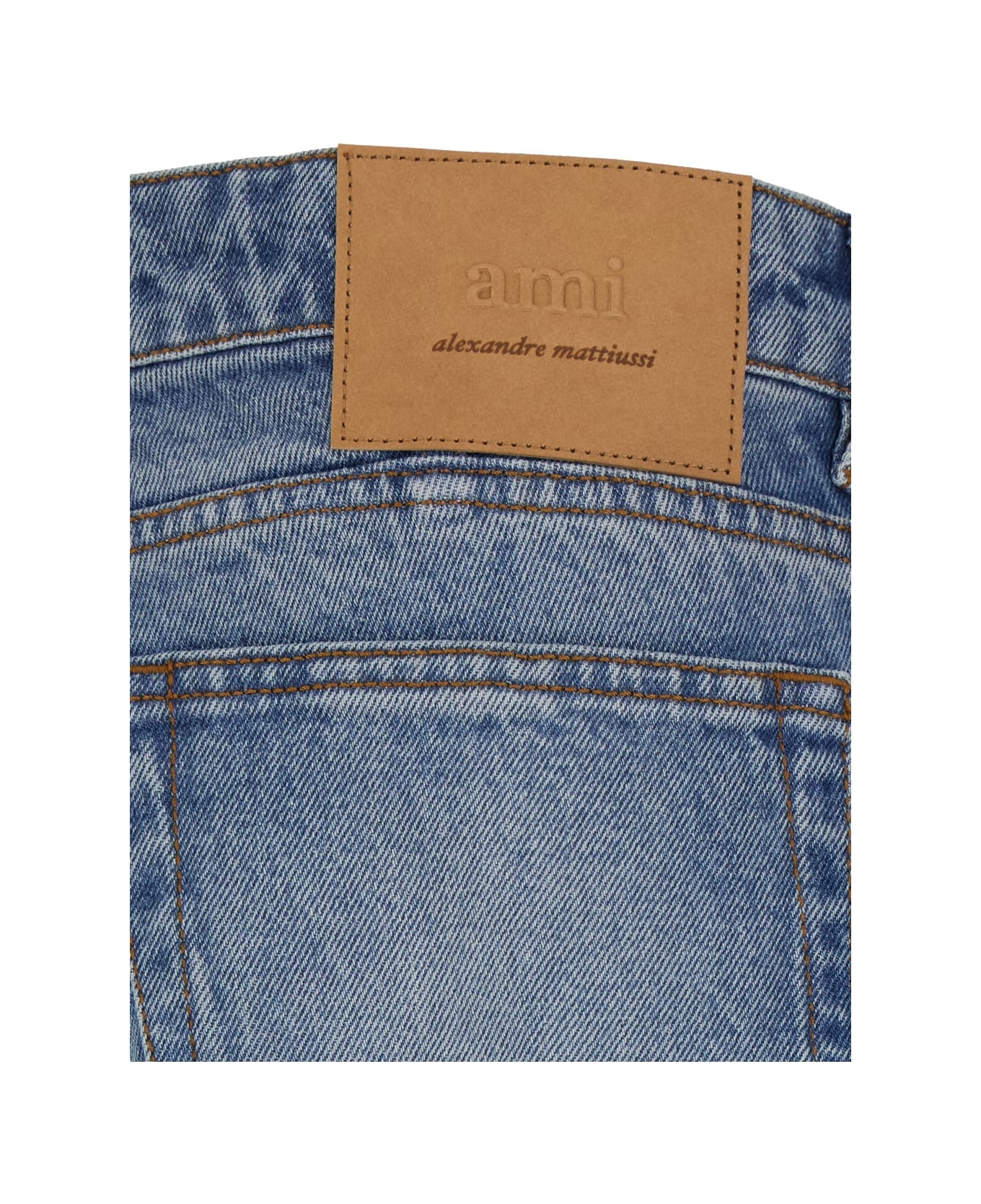 Blue Jeans With Belt Loops And Logo Patch On The Rear In Denim Man - 3