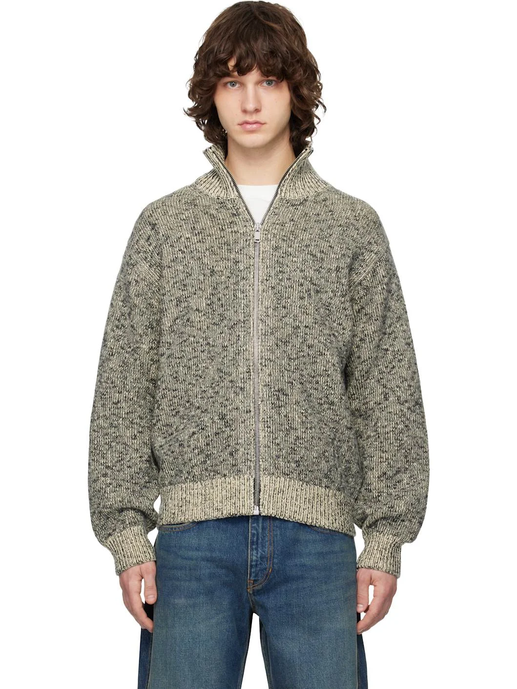 Gray Knit Track Jacket - 1