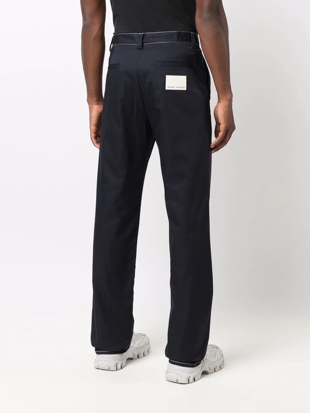 logo-patch straight-leg trousers - 4