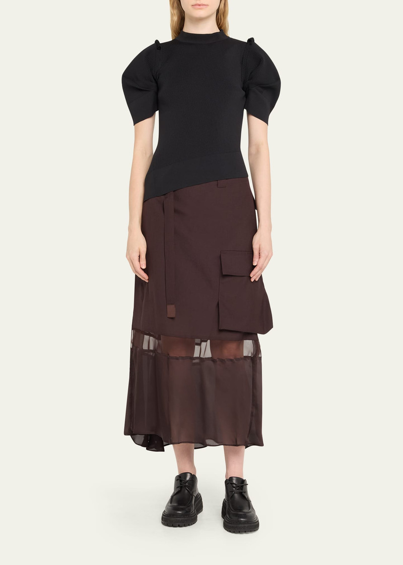 sacai Asymmetric Pleated-Sleeve Sweater outlook