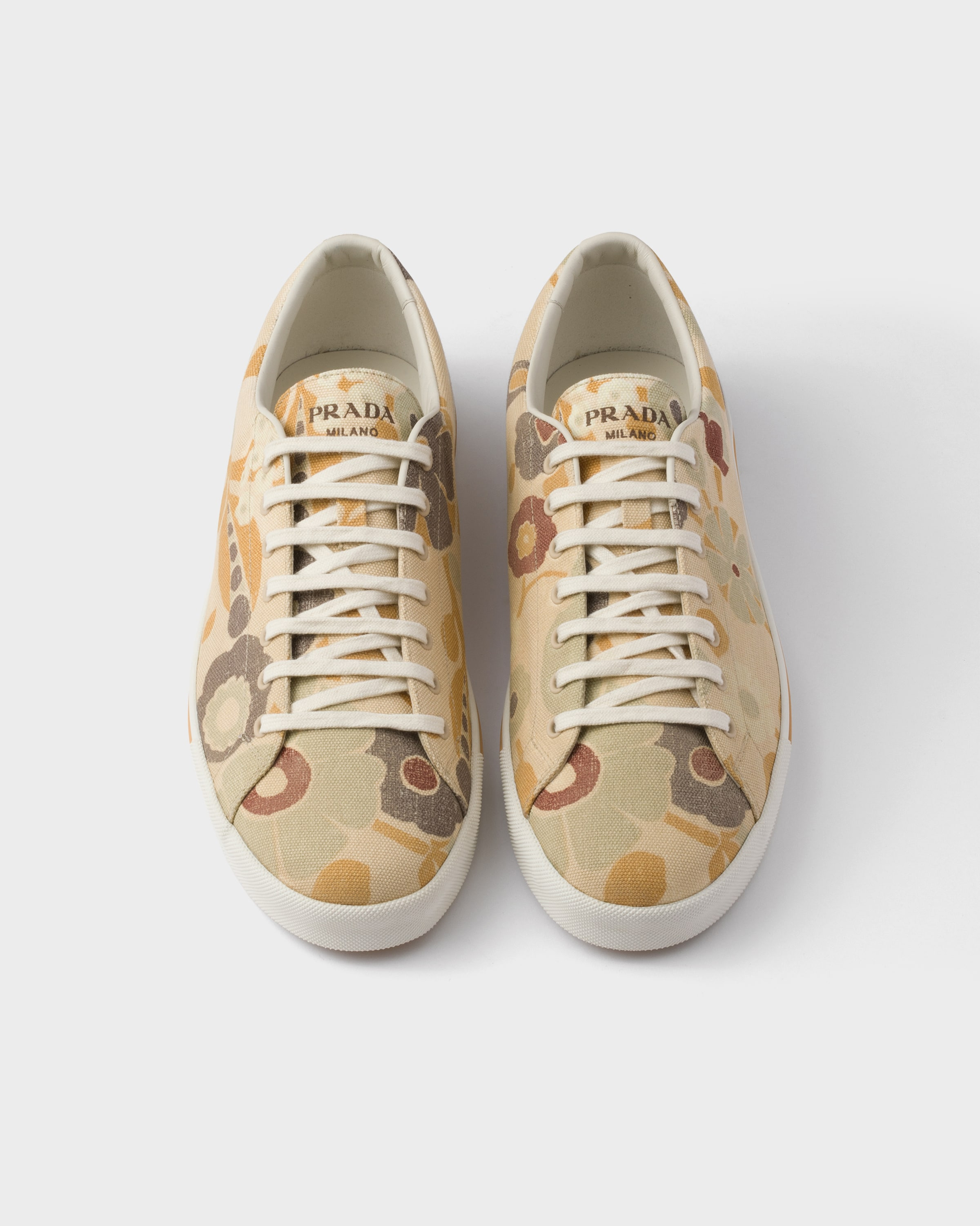 Laced floral print canvas sneakers - 4