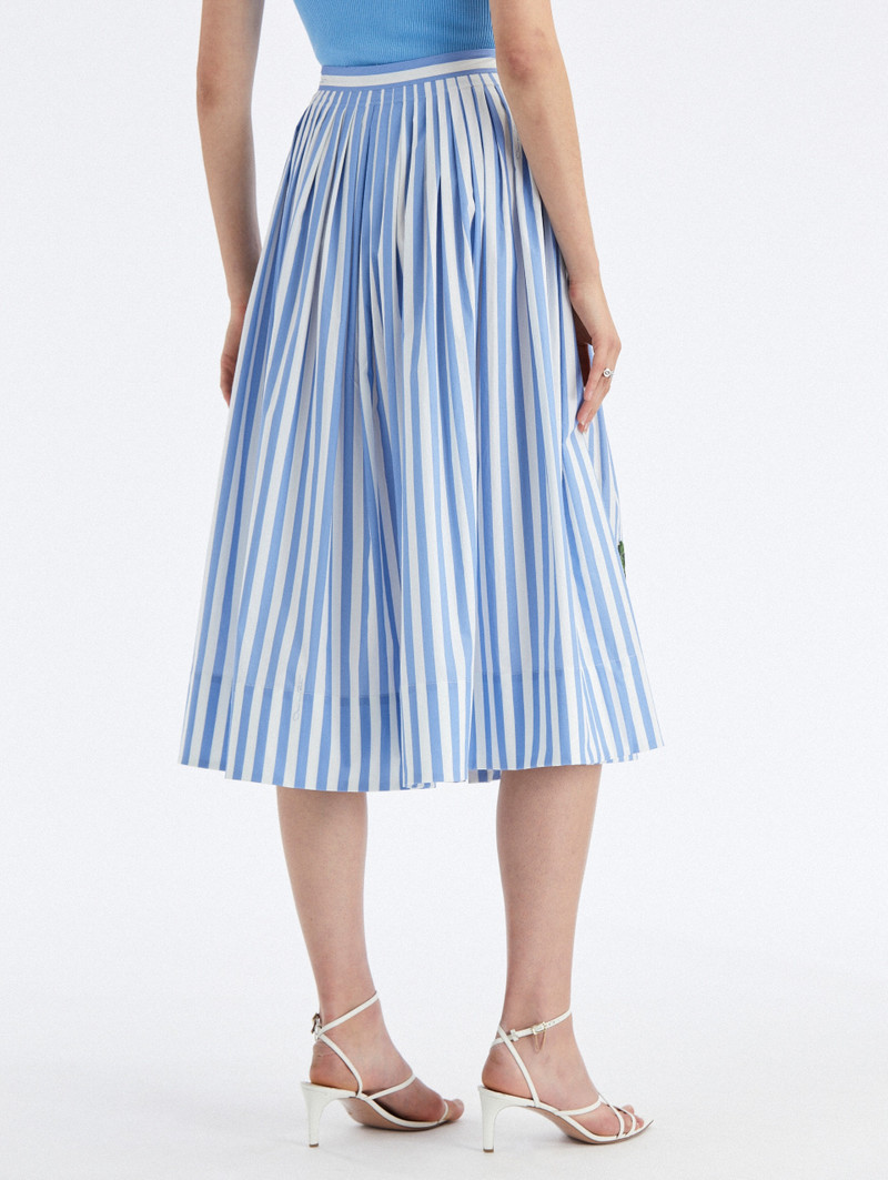 Oscar de la Renta NASTURTIUM EMBROIDERED TRIP COTTON POPLIN SKIRT outlook
