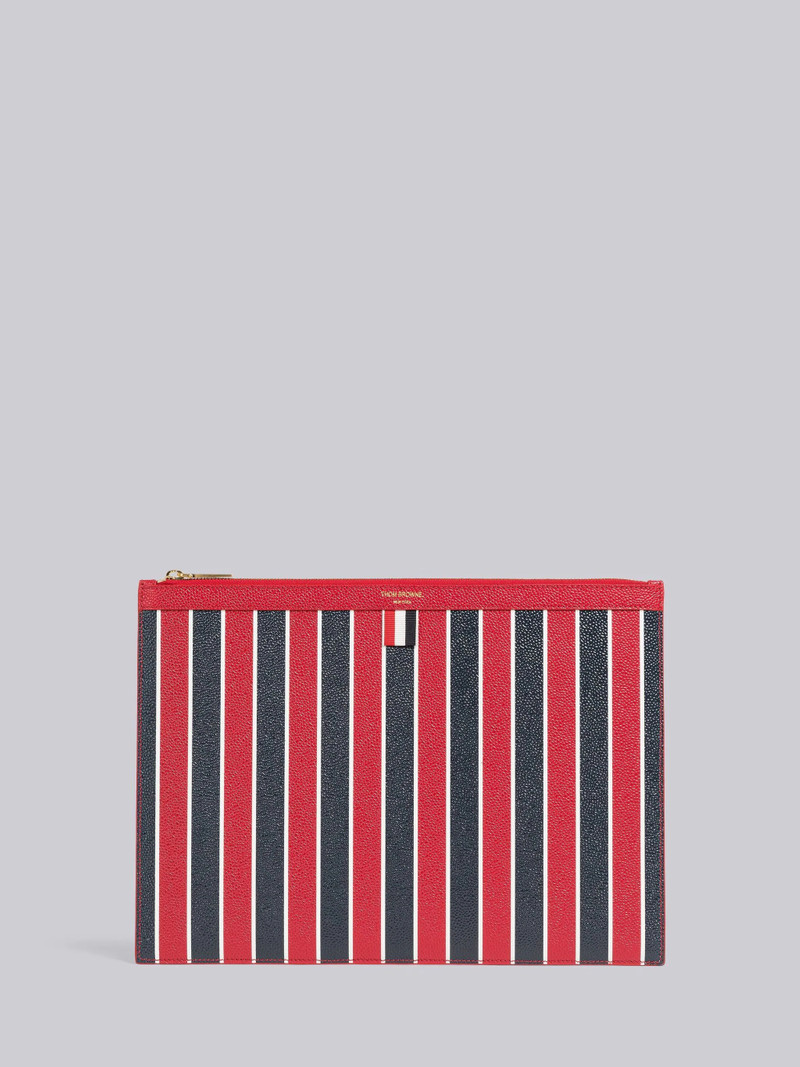 Stripe Pebble Grain Leather Medium Document Holder 1