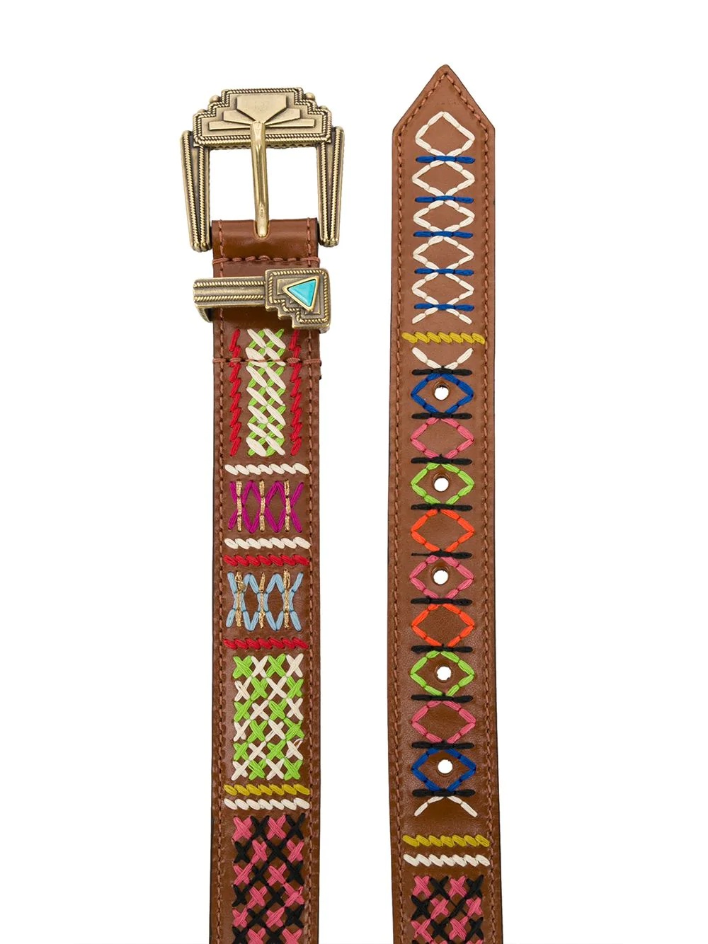 embroidered leather belt - 2