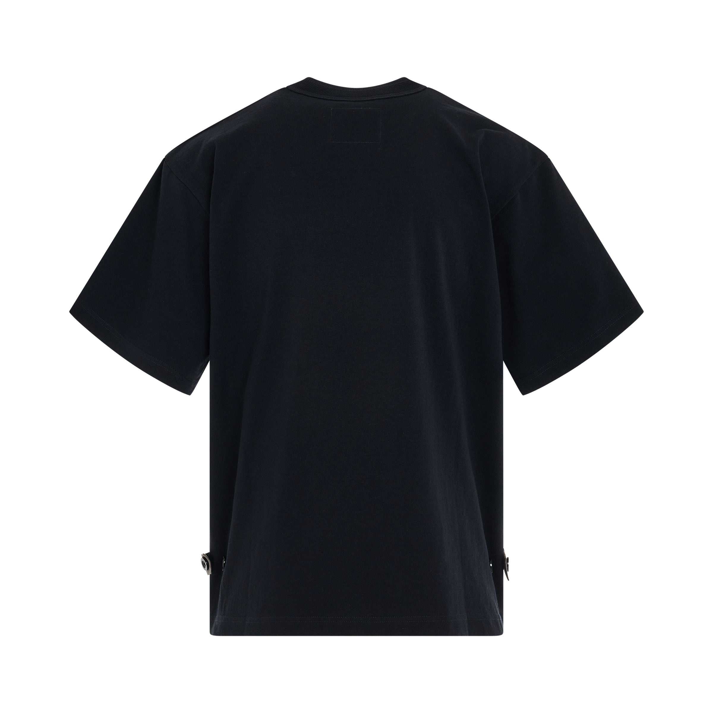 sacai Side Zip Cotton Jersey T-Shirt in Navy | REVERSIBLE