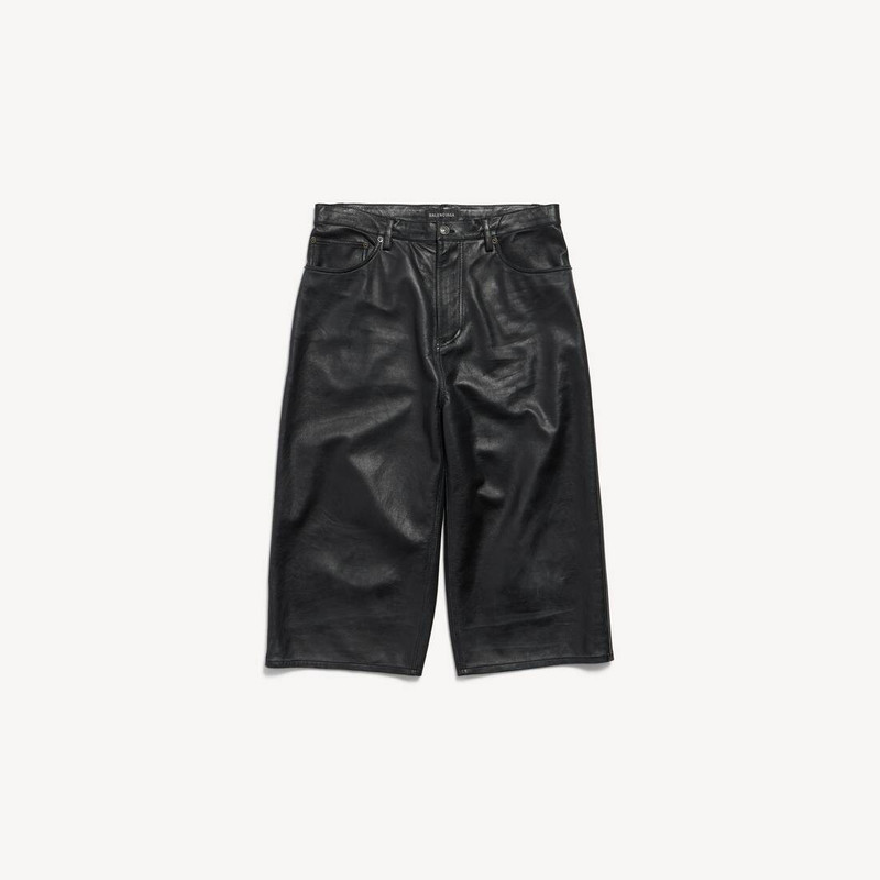 Men's Cropped Baggy Pants in Black 1