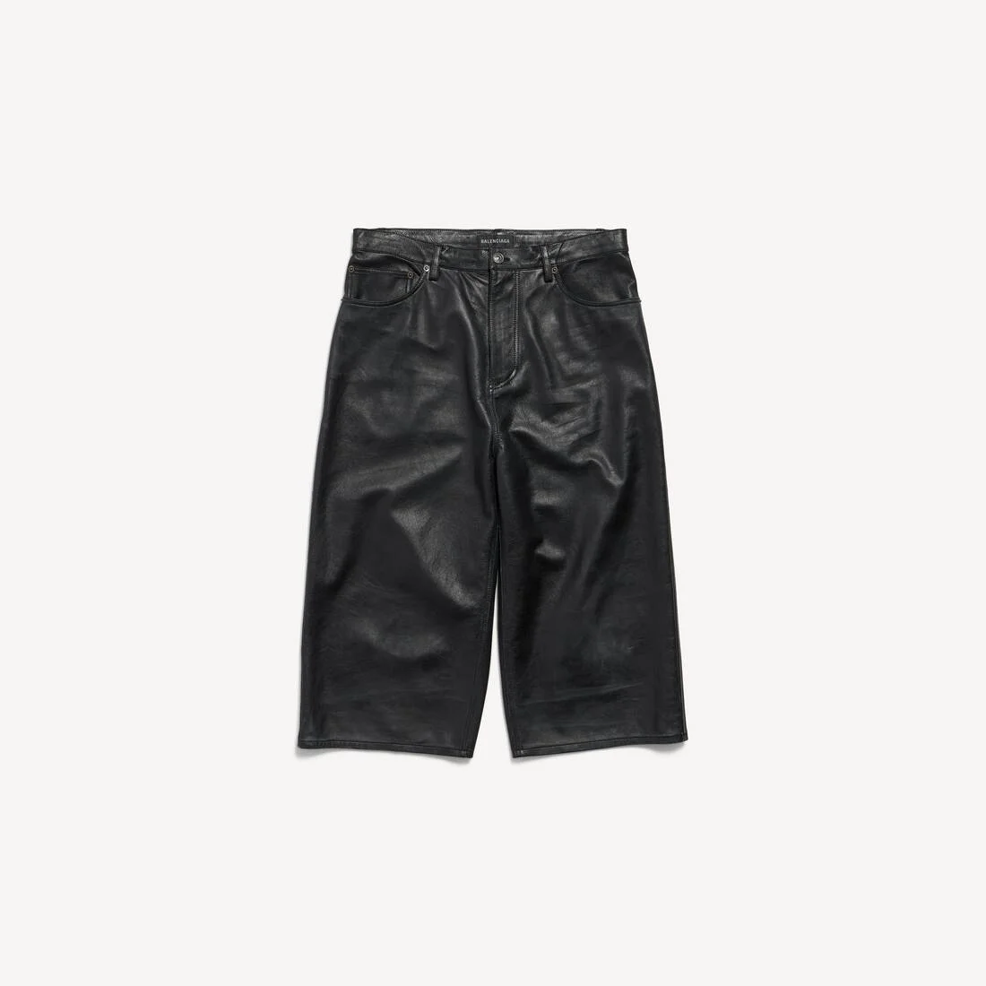 Men's Cropped Baggy Pants in Black - 1