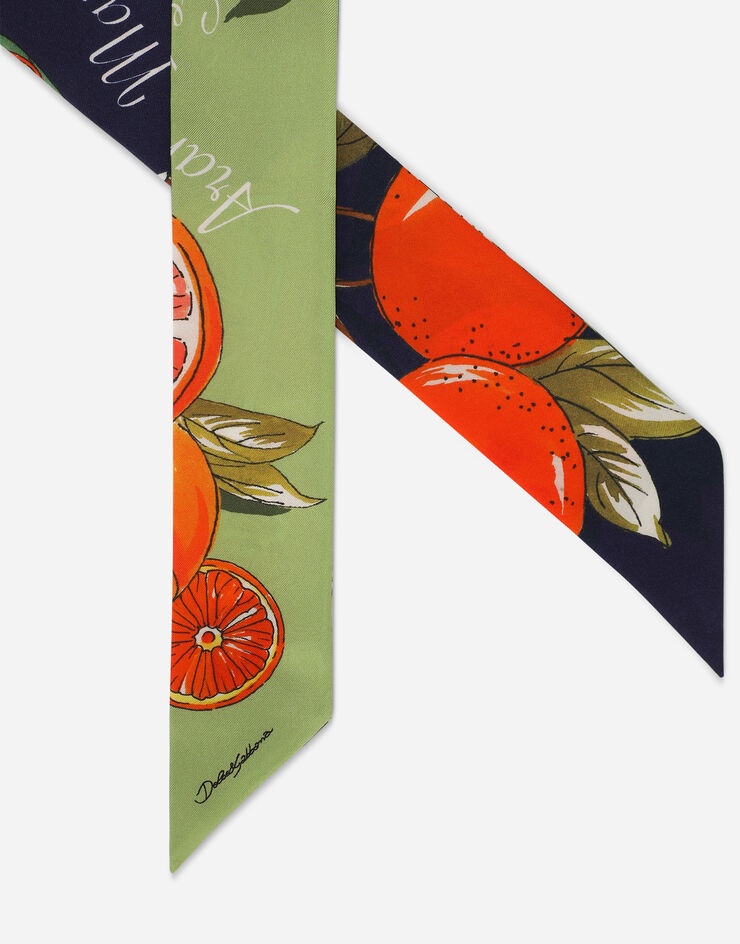 Citrus-print twill headscarf 3