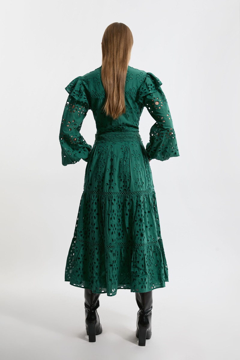 Broderie Woven Midi Skirt With Guipure Trim 5