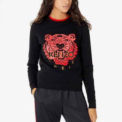 KENZO (WMNS) KENZO Tiger Head Cozy Round Neck Long Sleeves Hoodie Black FA52SW7054Z5-99 outlook