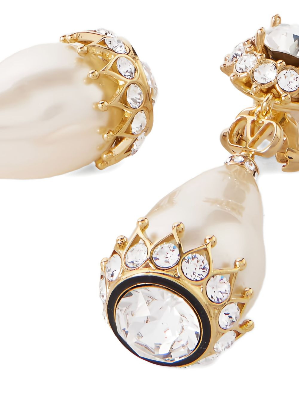VLogo Signature crystal-embellished pearl earrings - 4