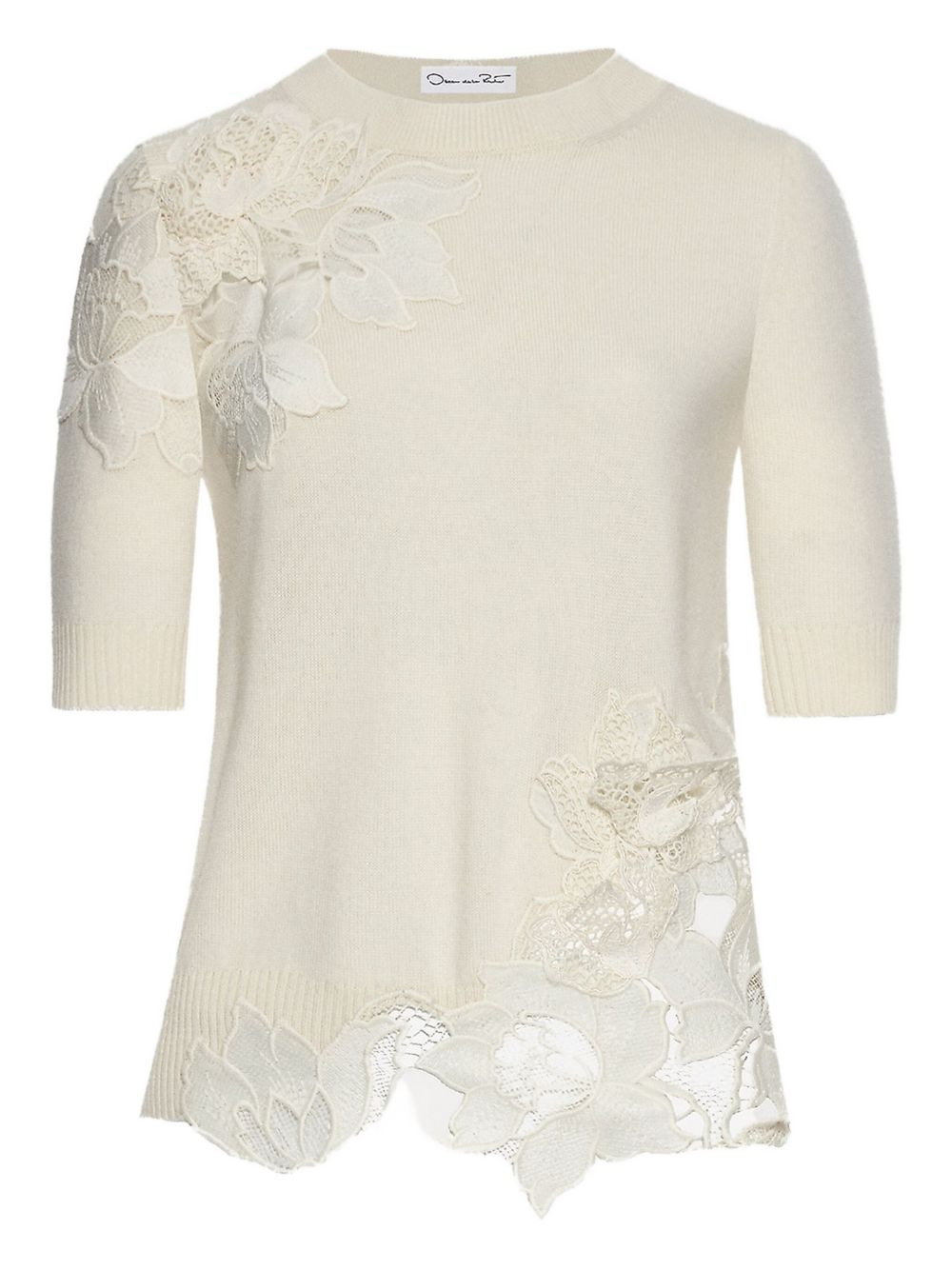 guipure-insert short-sleeve top - 1