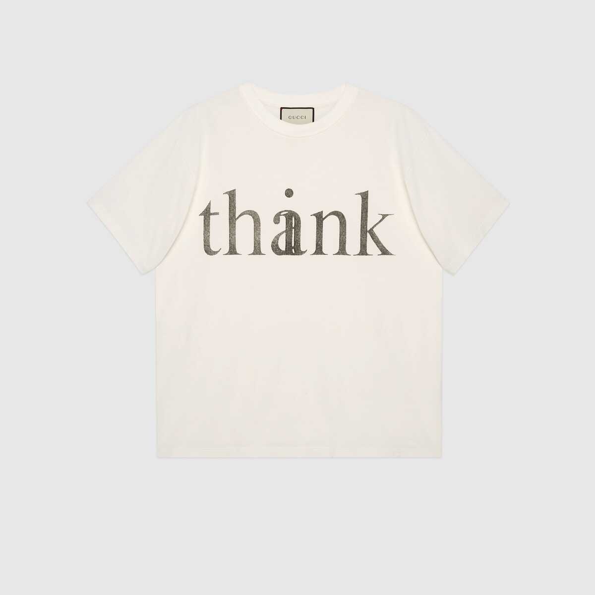 'think/thank' print oversize T-shirt - 1