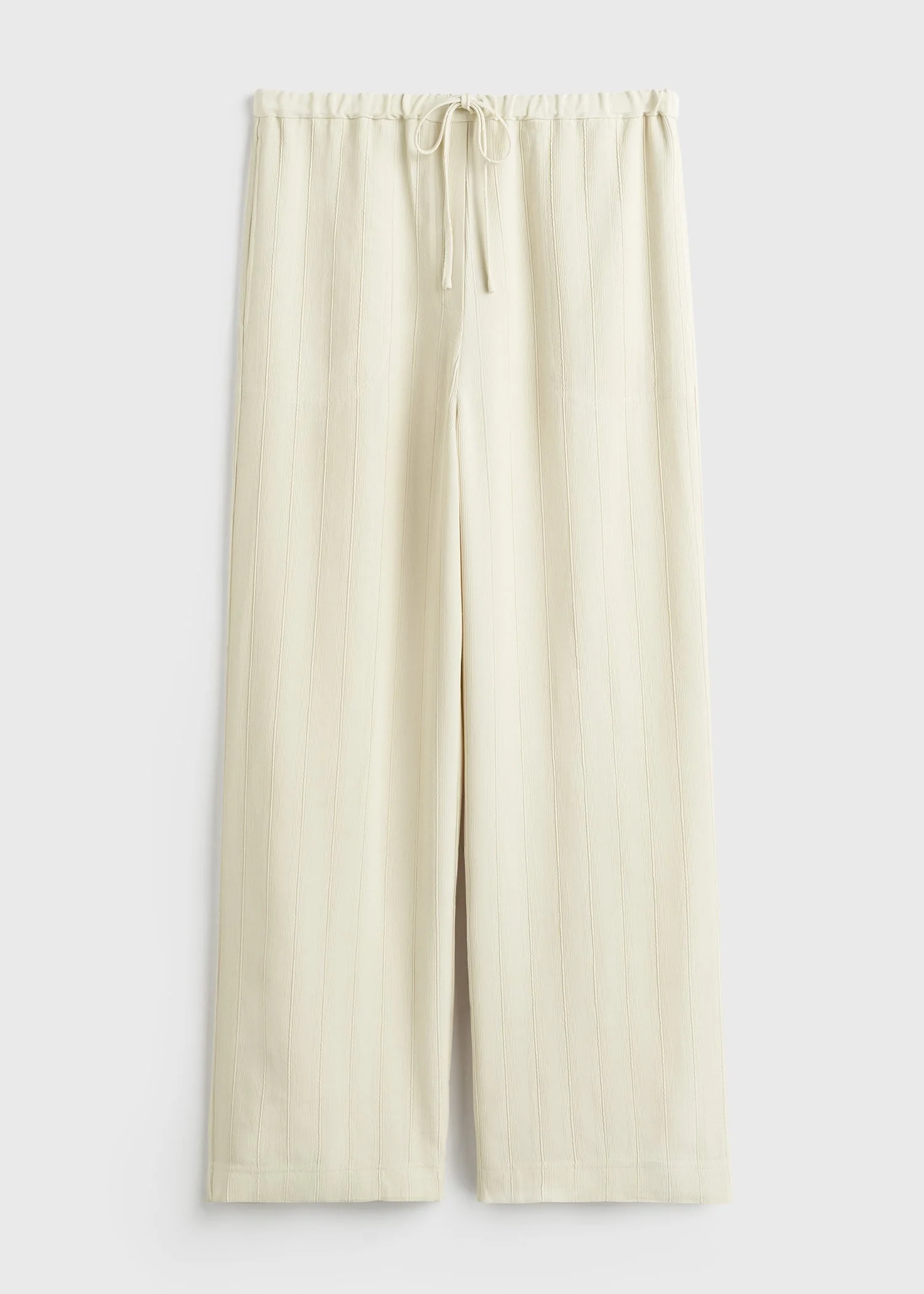 Woven stripe drawstring trousers ecru - 1
