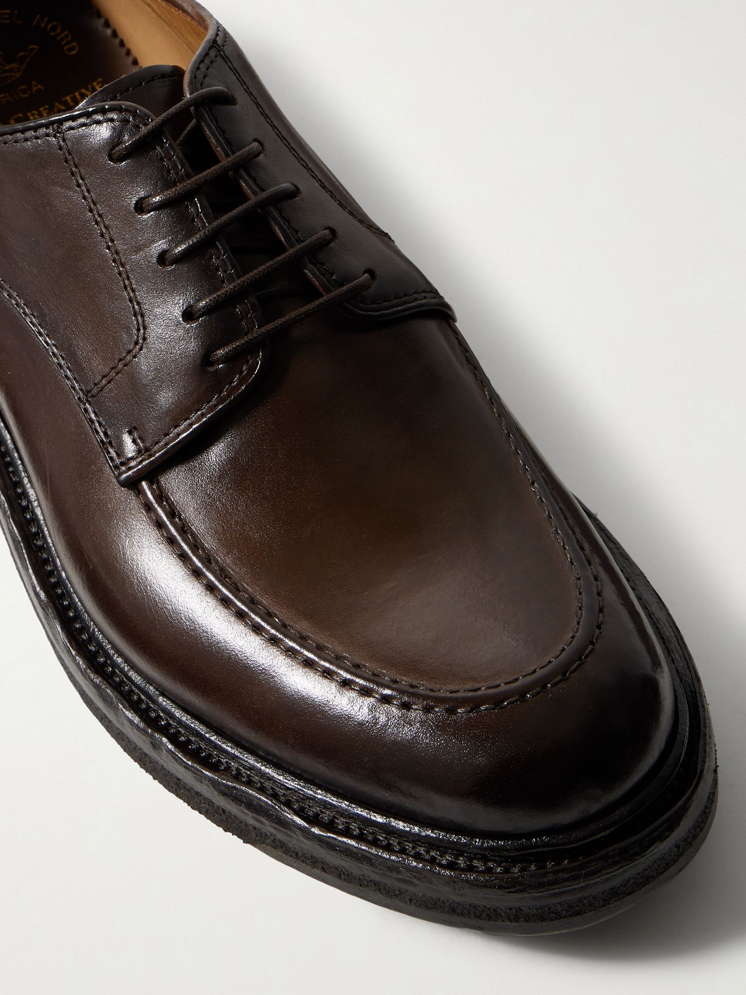 Aston Crepe 003 Airbrushed Leather Derby Shoes Dark brown - 5