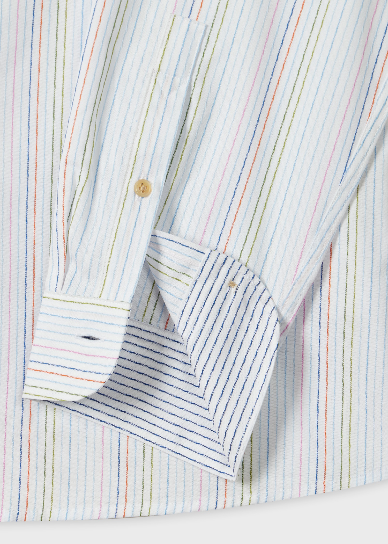White Yarn-Dyed Twisted Stripe Cotton Shirt - 2