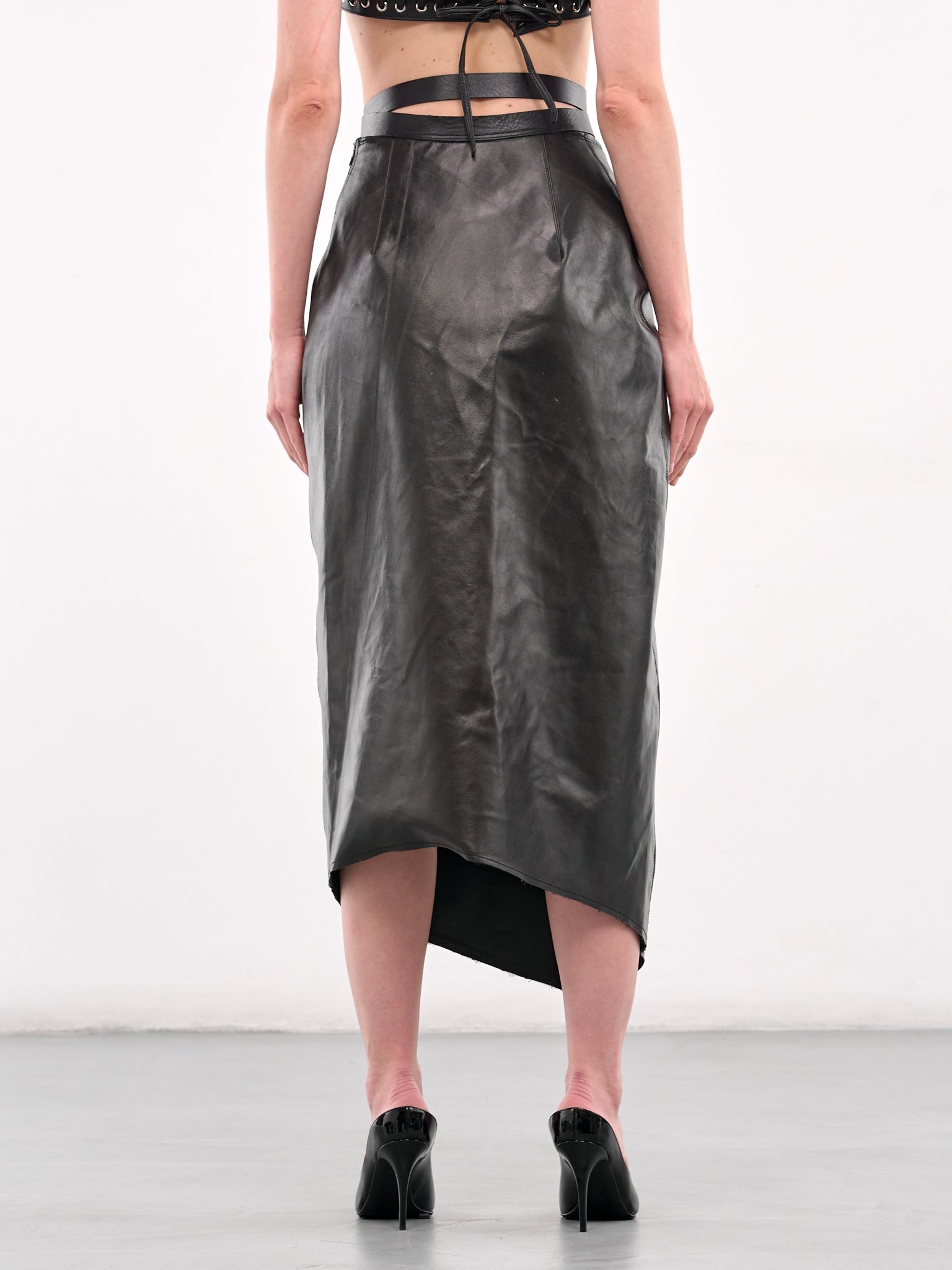 Vent Leather Midi Skirt - 3