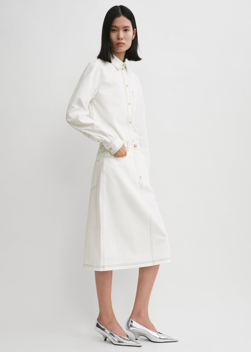 Tumbled cotton midi skirt white 3