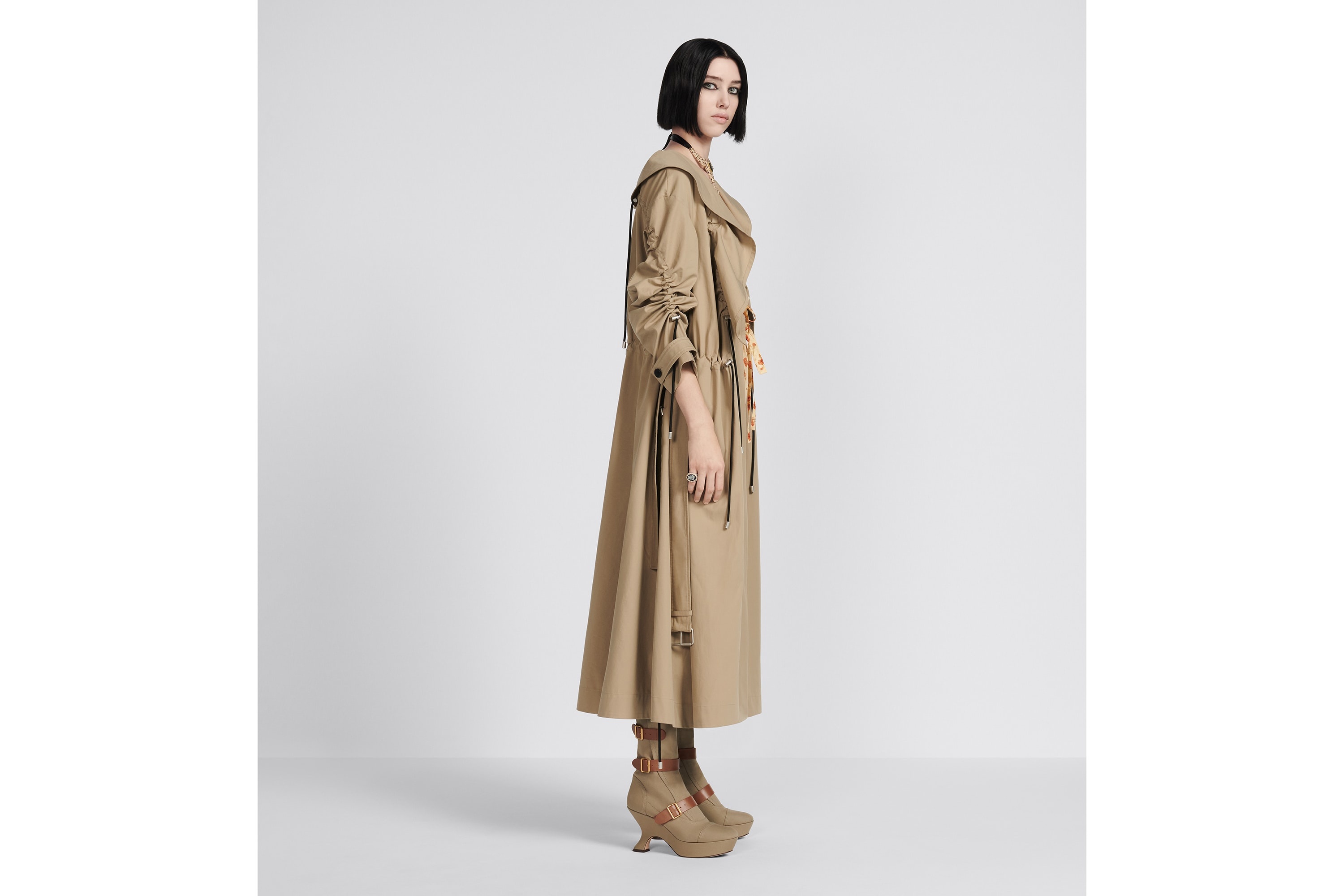 Trench Coat with Ruffles - 3