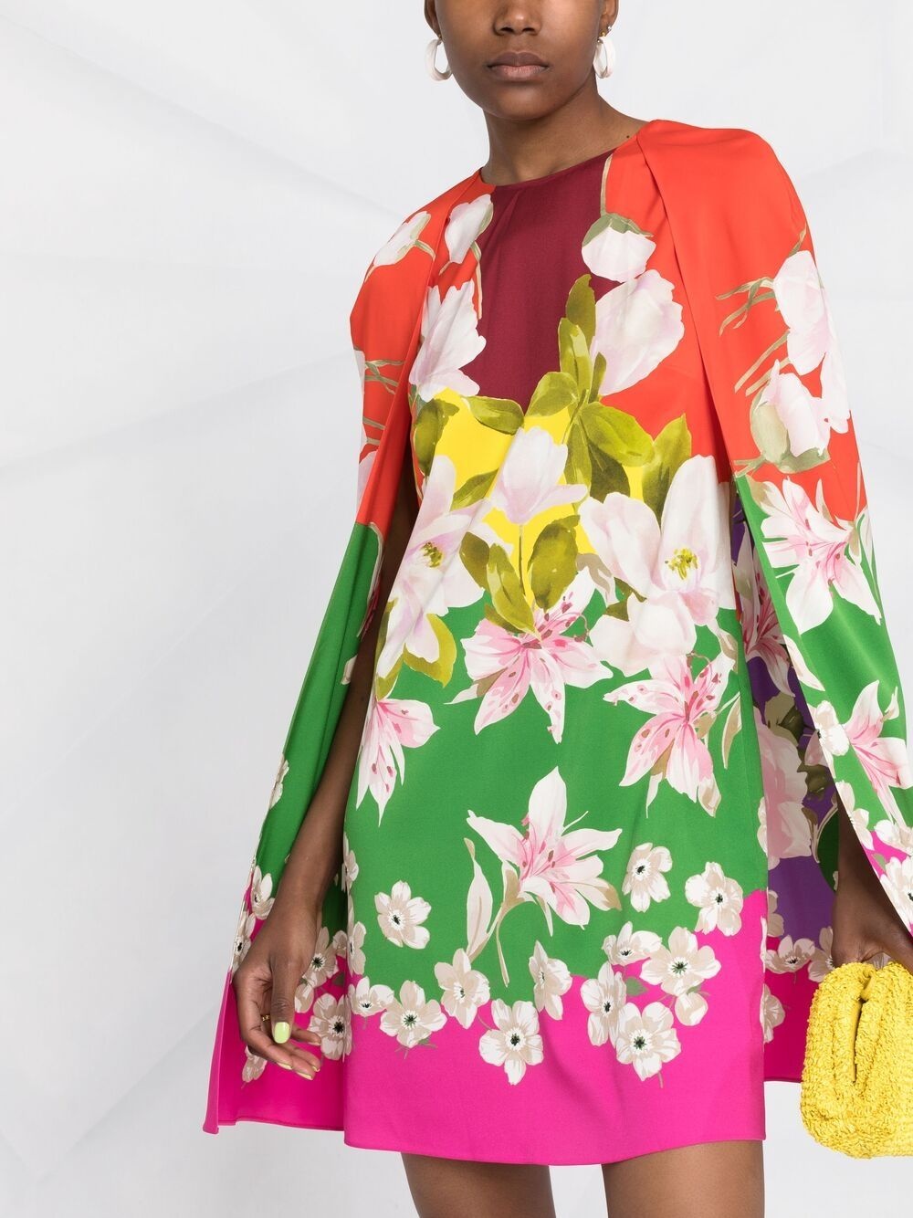 Flying Flowers print cape-sleeve minidress - 5