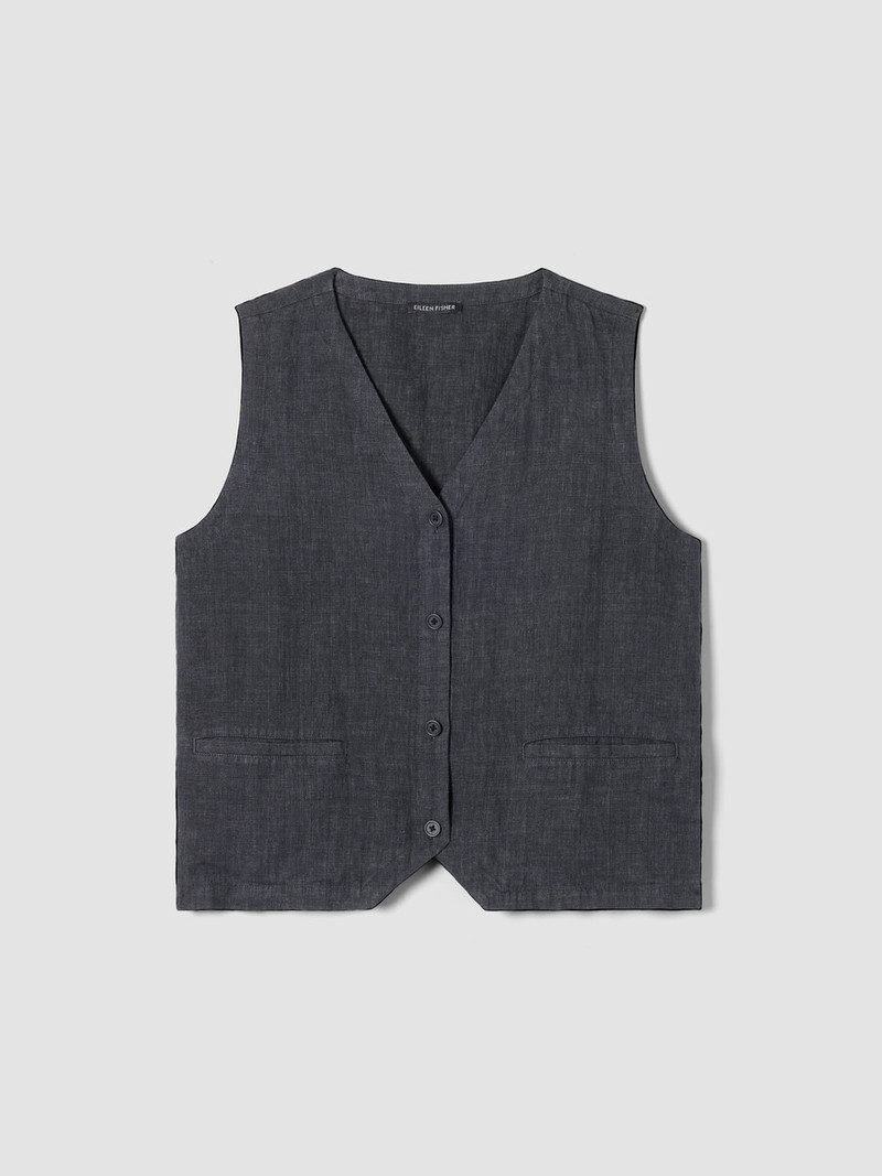 Washed Organic Linen Délavé Vest 1
