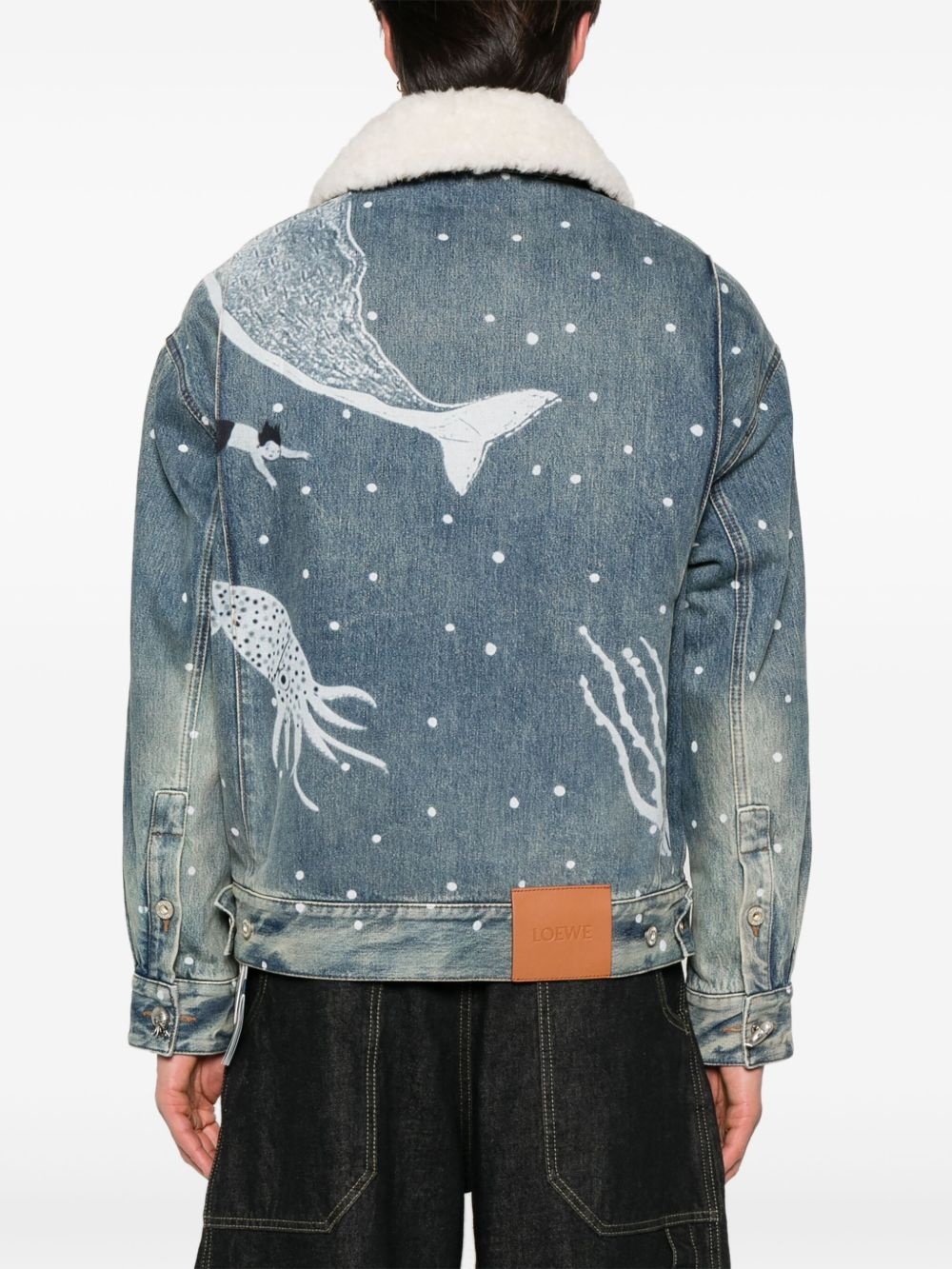sketch-print denim jacket - 4