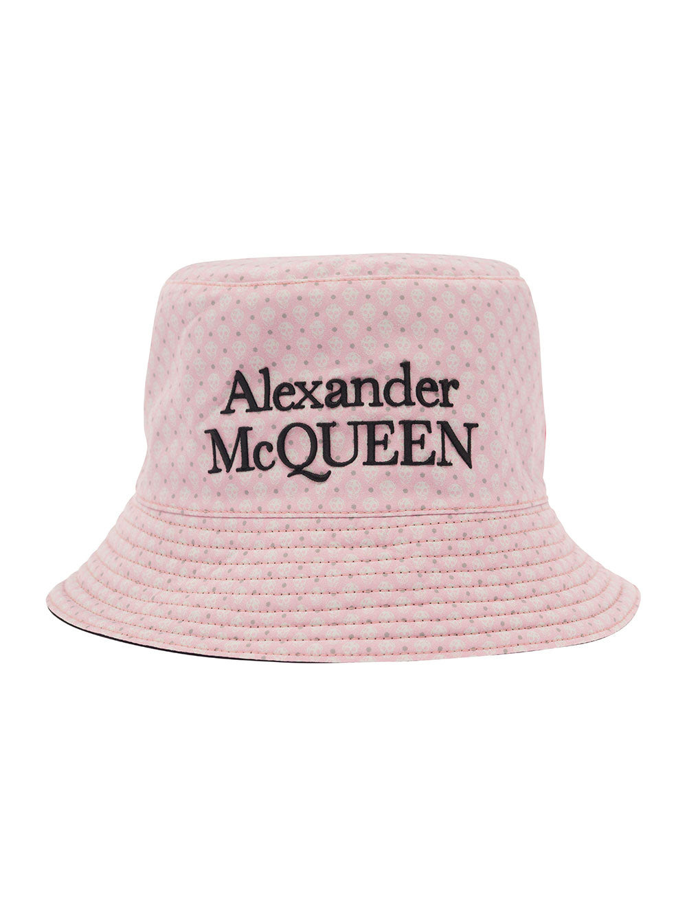 Alexander Mcqueen Men Black And White Reversible Bucket Hat With Logo Embroidery In Polyamide Man - 3