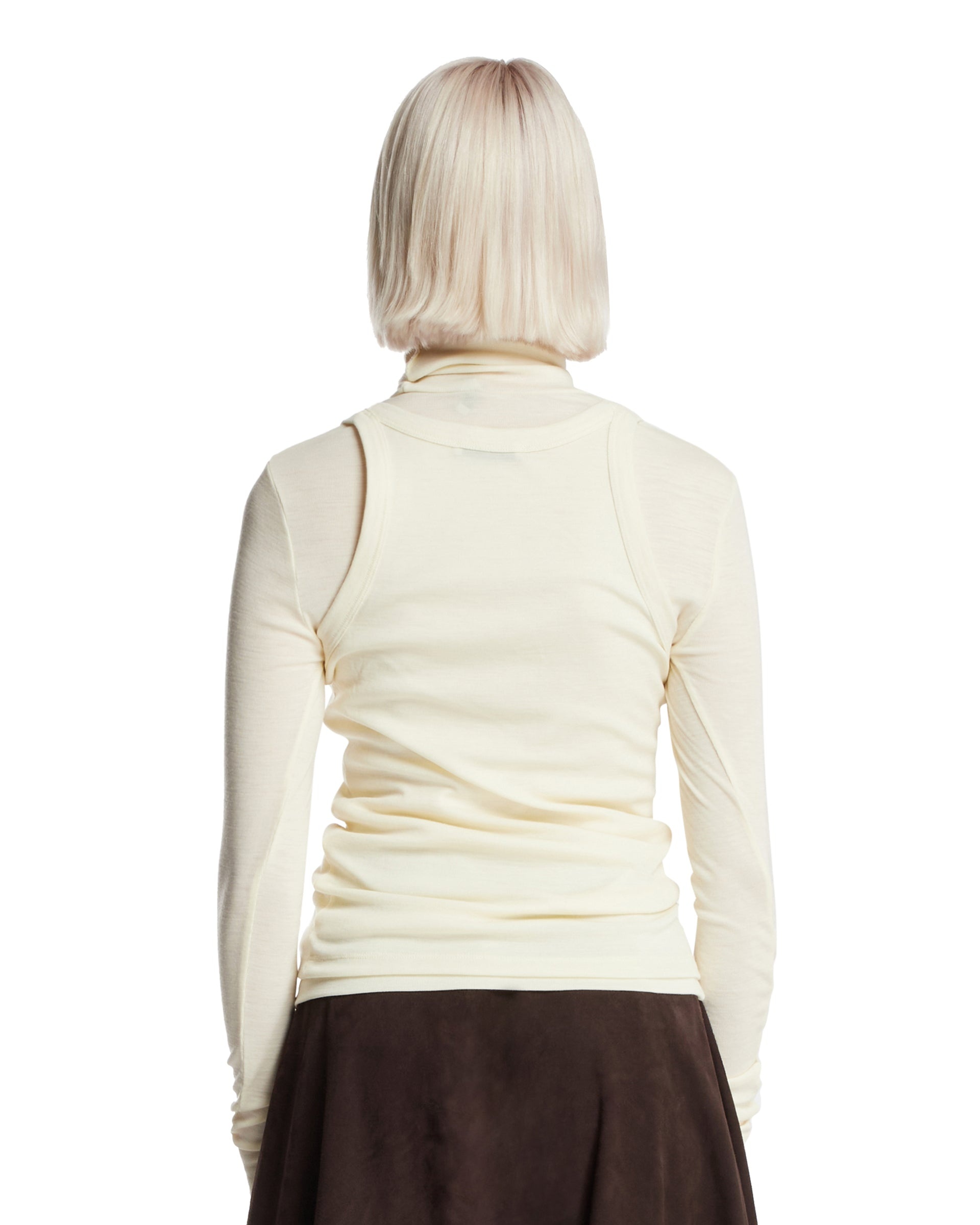 White Double-layer Wool Top - 3