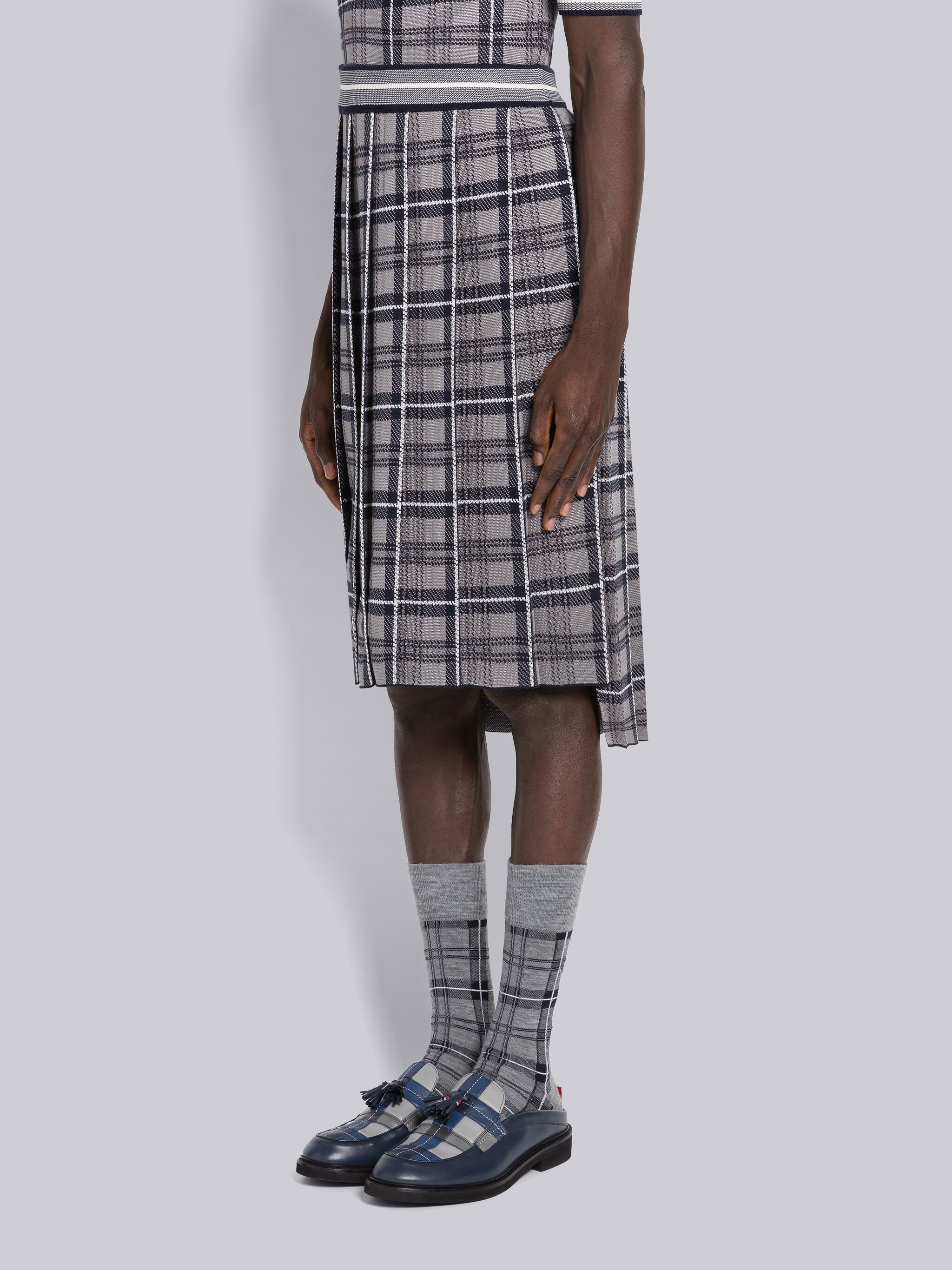 Tartan Cotton Silk Jacquard Pleated Skirt - 2