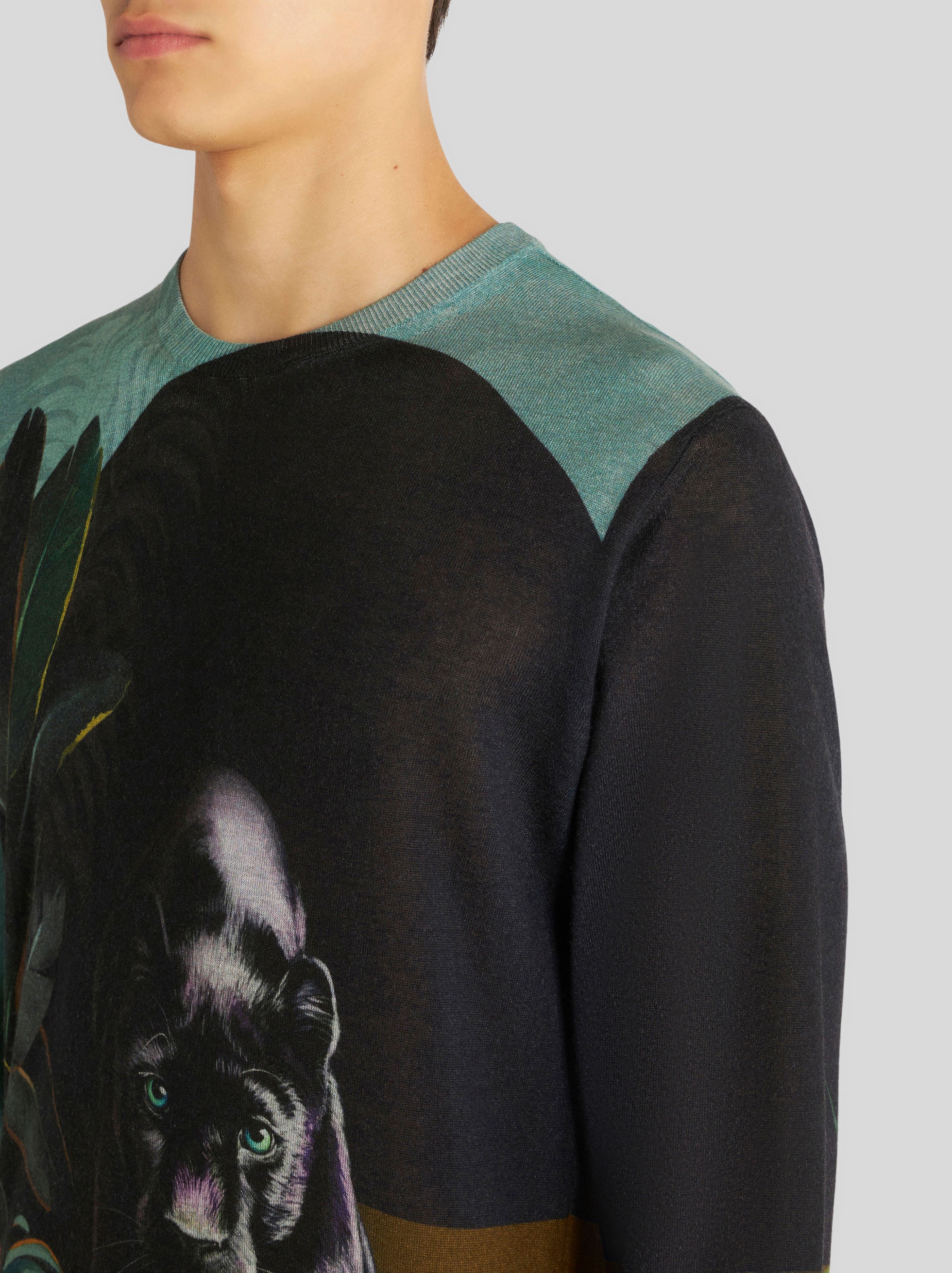 SILK AND CASHMERE JUMPER WITH PANTHER - 3