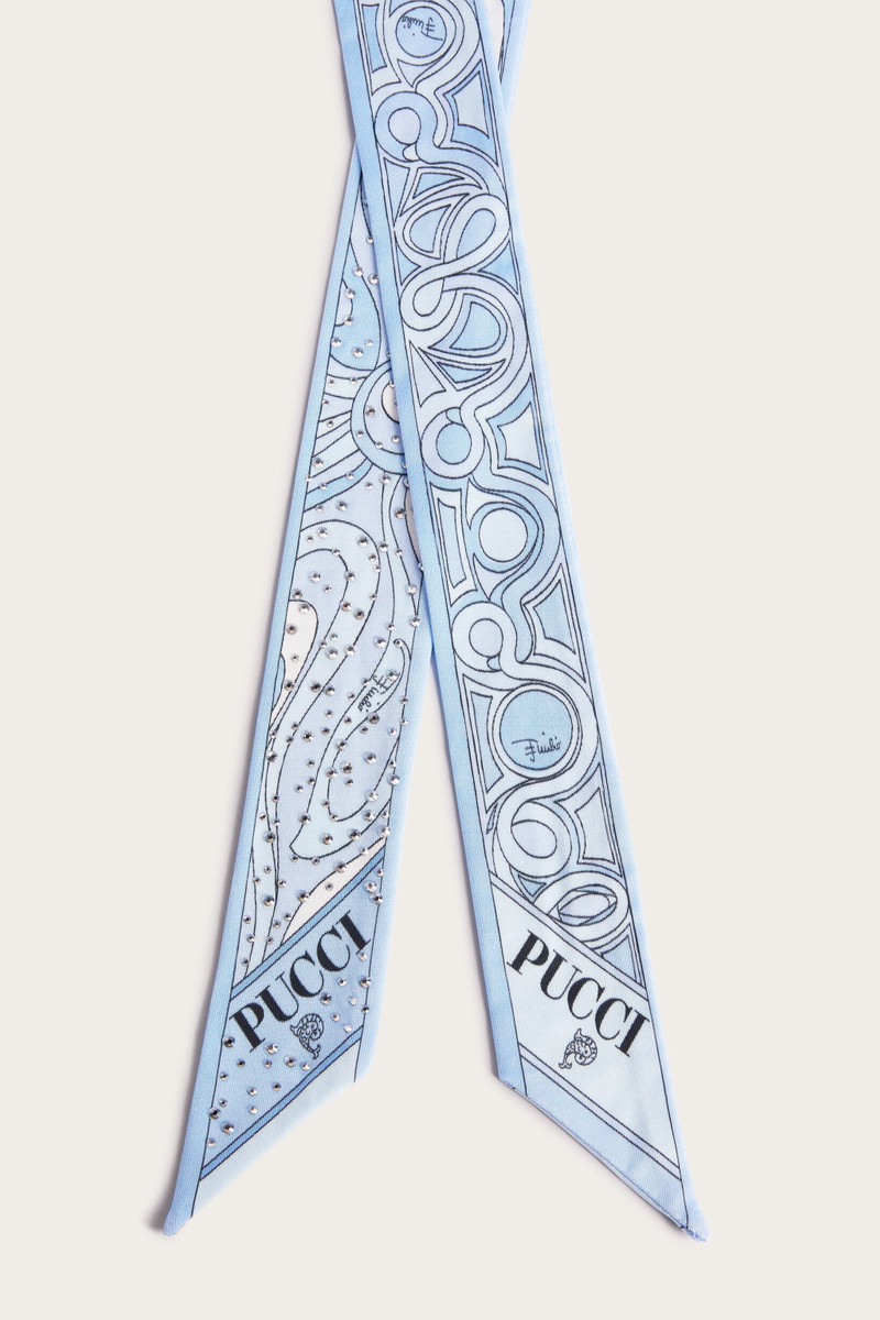 MIXED PRINT SILK TWILL SCARF WITH RHINESTONES 3