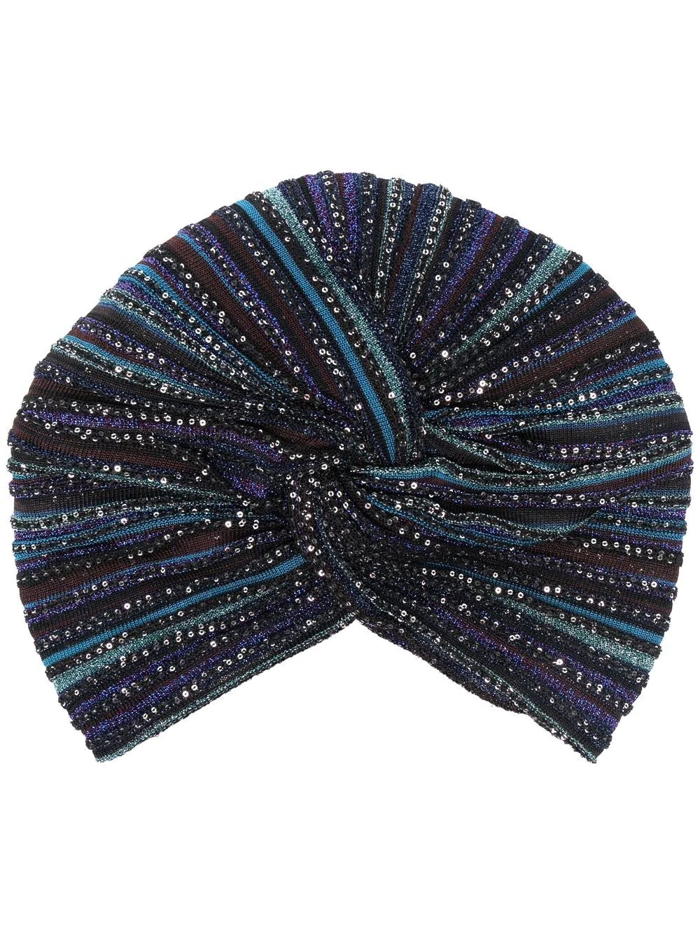 striped sequin-embellished turban - 1