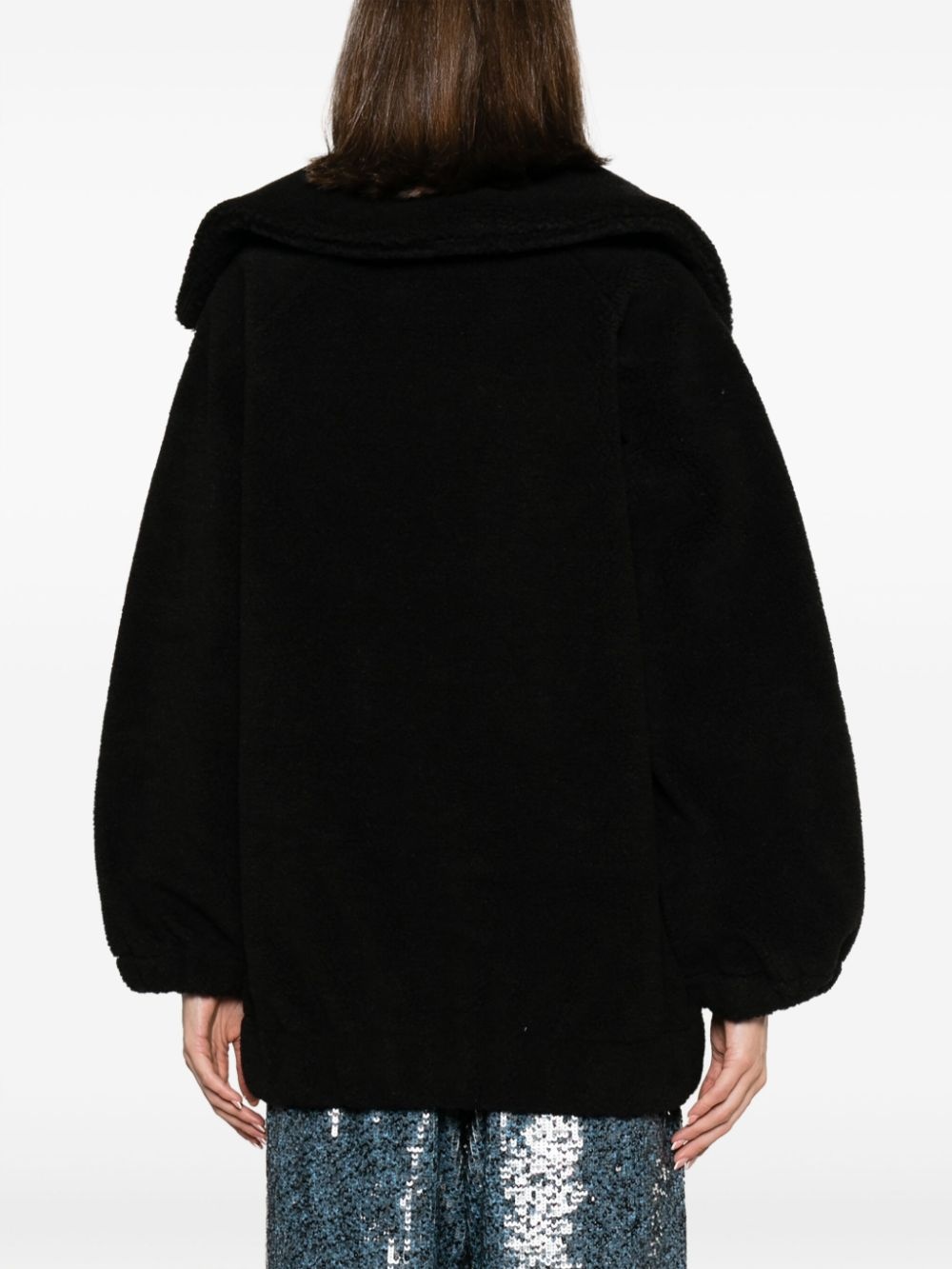 logo-embroidered fleece jacket - 4