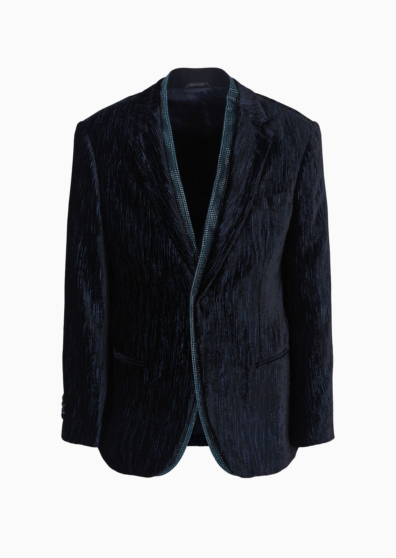 Soho line single-breasted tuxedo jacket in rhinestoned velvet - 1