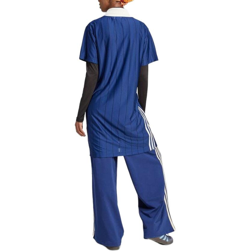 (WMNS) adidas Originals Knit Collar Short Sleeve Dress Asia Sizing 'Dark Blue' IR7467 - 3