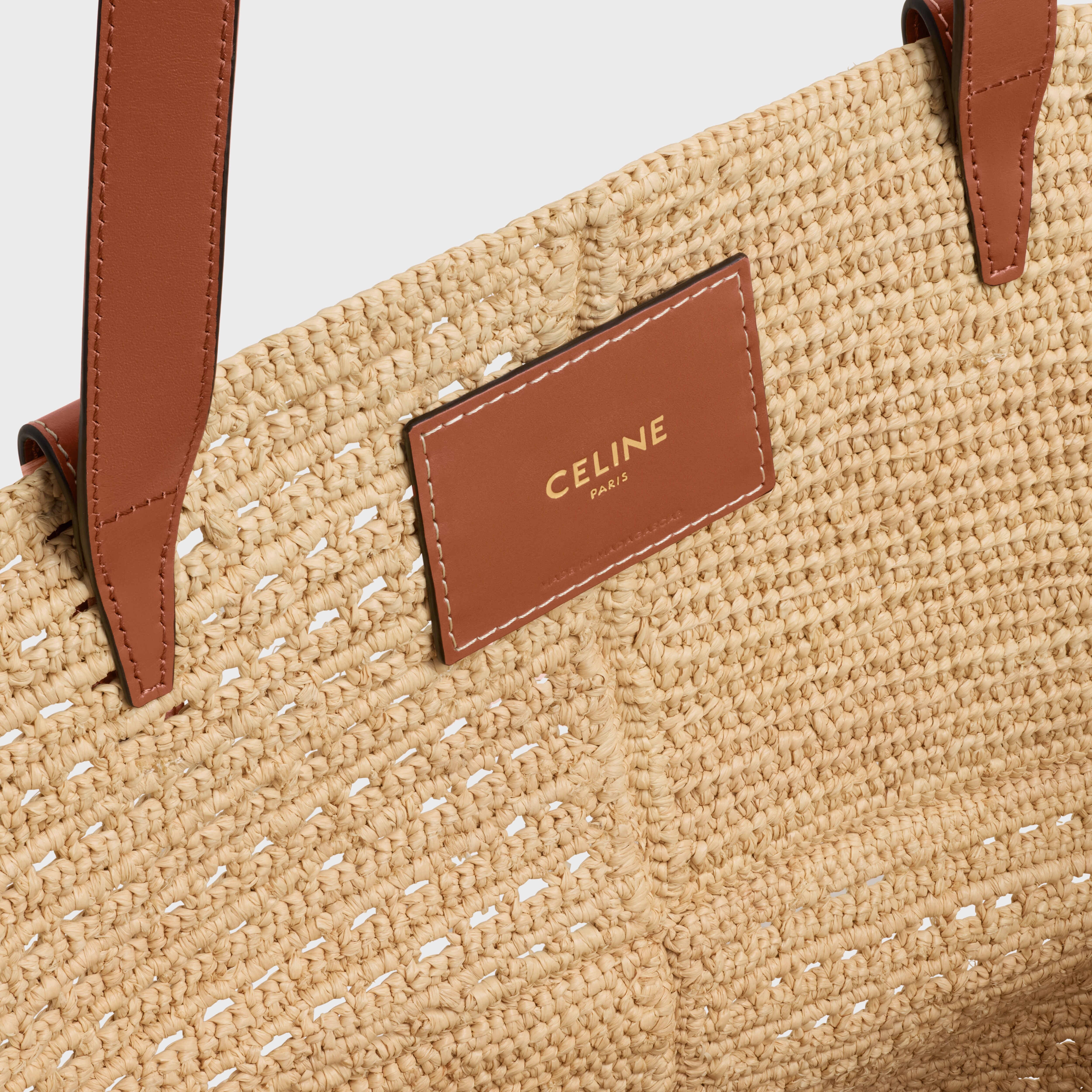 Celine Classic Panier Medium Couffin IN RAFFIA PATCHWORK AND CALFSKIN - 4