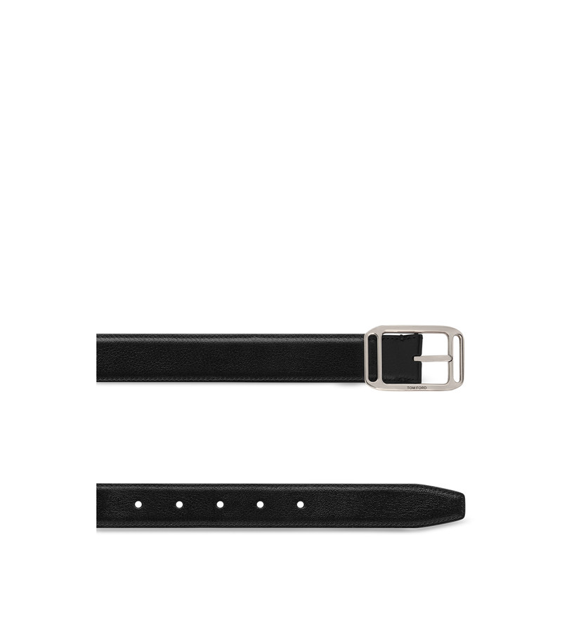 TOM FORD GRAINED LEATHER SQUARE STADIUM BELT outlook