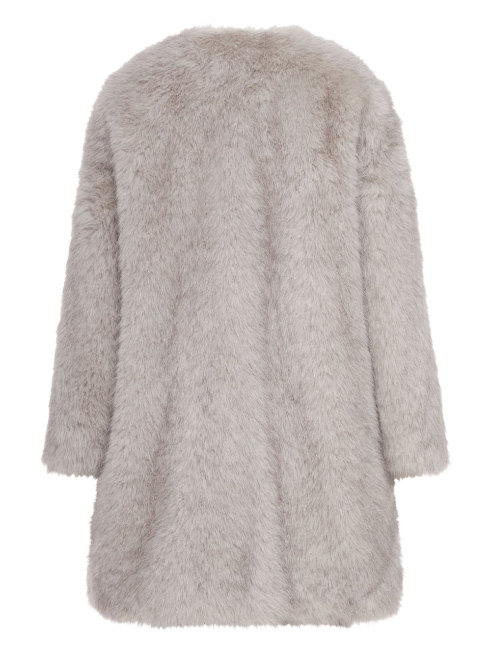 fur round-neck coat - 2