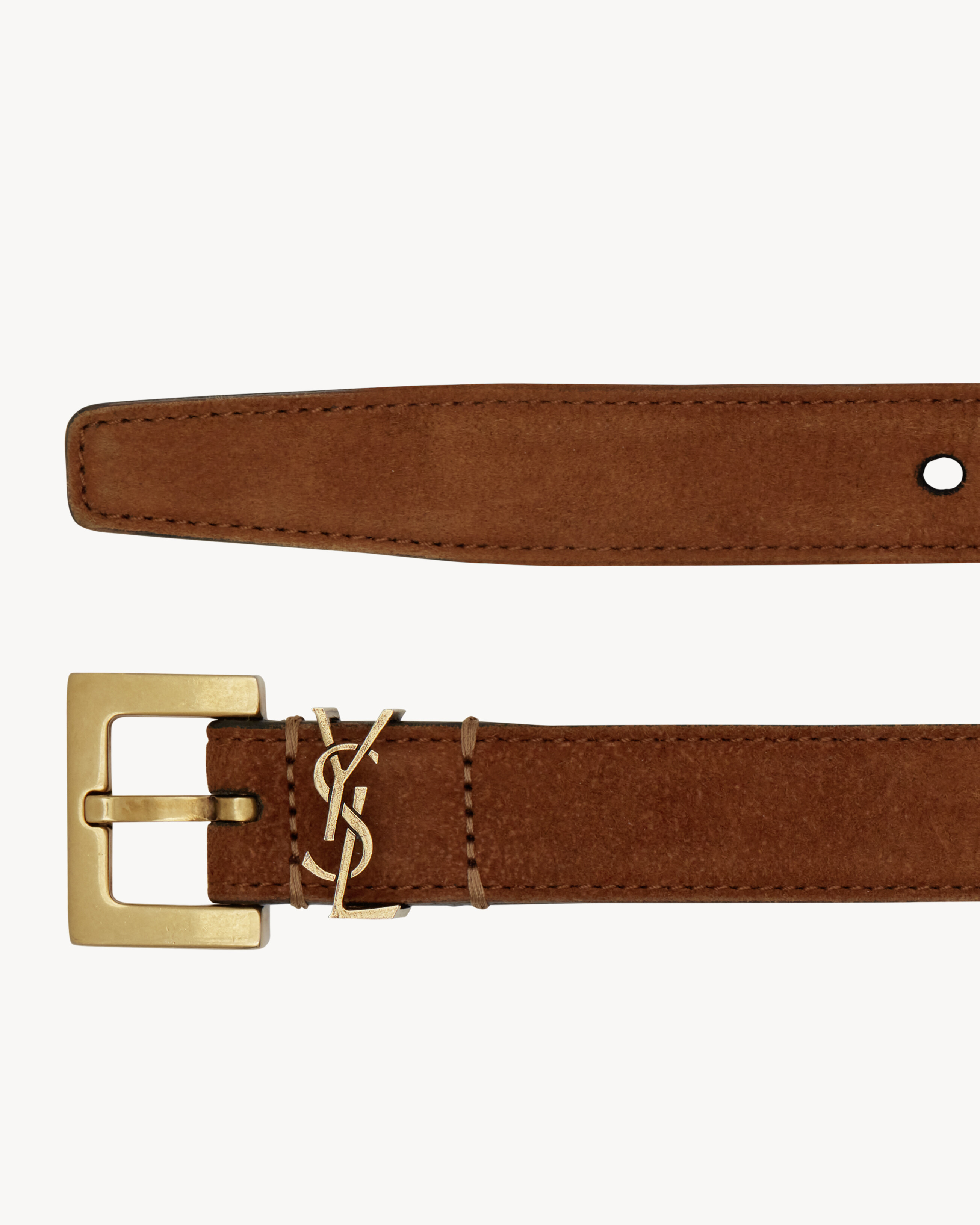 cassandre thin belt with square buckle in suede - 2