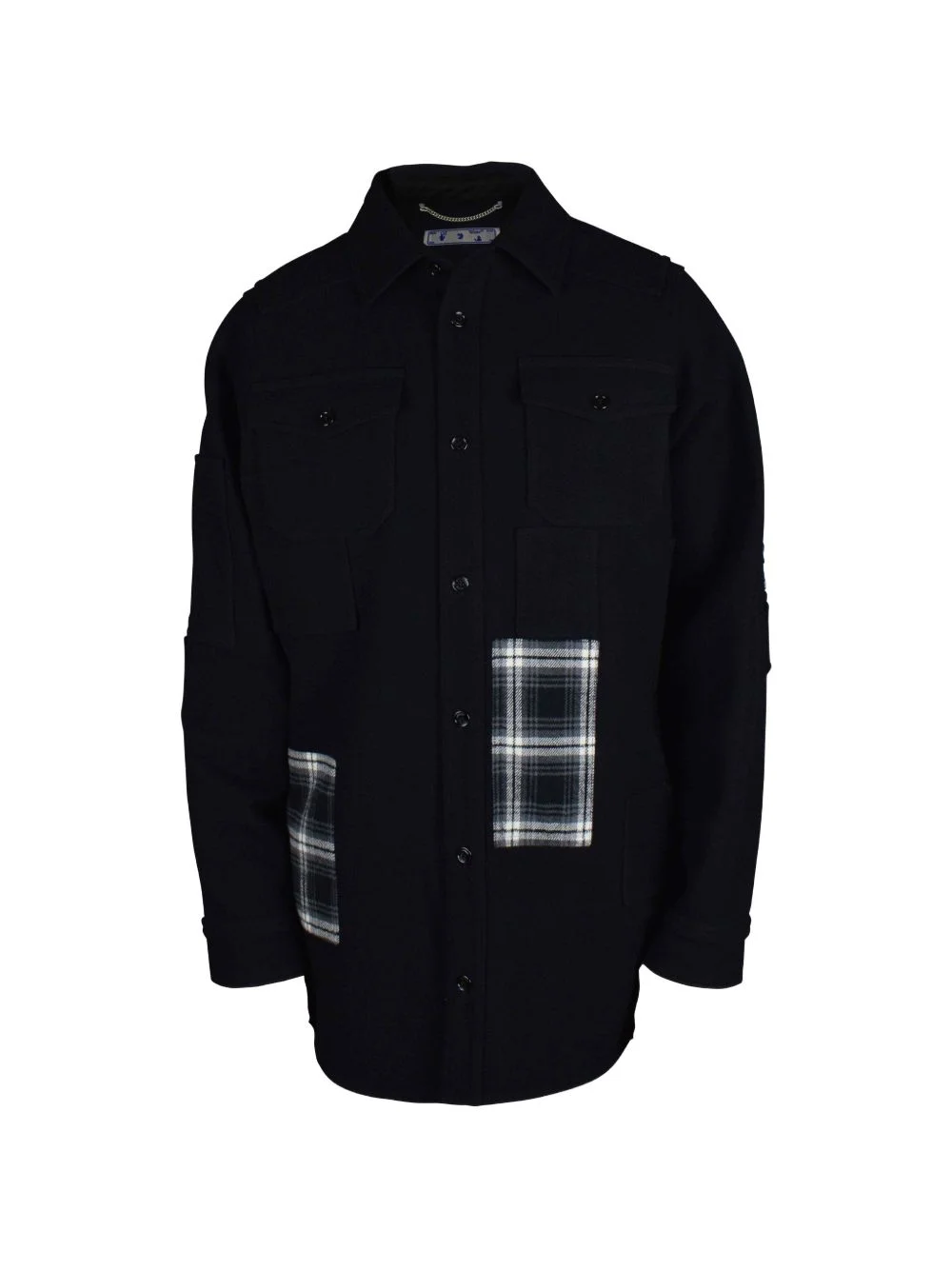 tartan-insert buttoned coat - 1