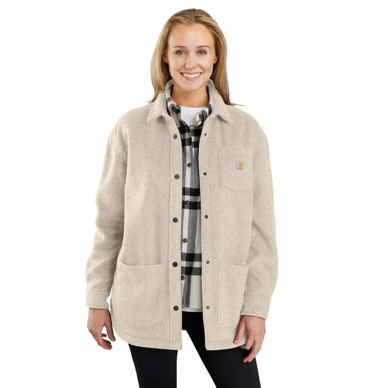 Women's Loose Fit Brushed Fleece Shirt Jac 1